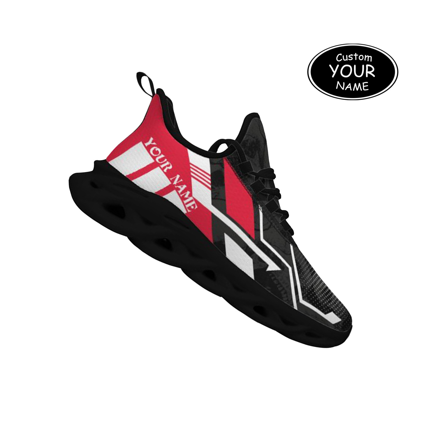 Max Sowl-25-yy-Cincinnati-24-5, Personalized Cincinnati Bearcats Custom Max Sowl Shoes, Personalized Skull Sport Footwear, Custom Color-Blocked Running Shoes