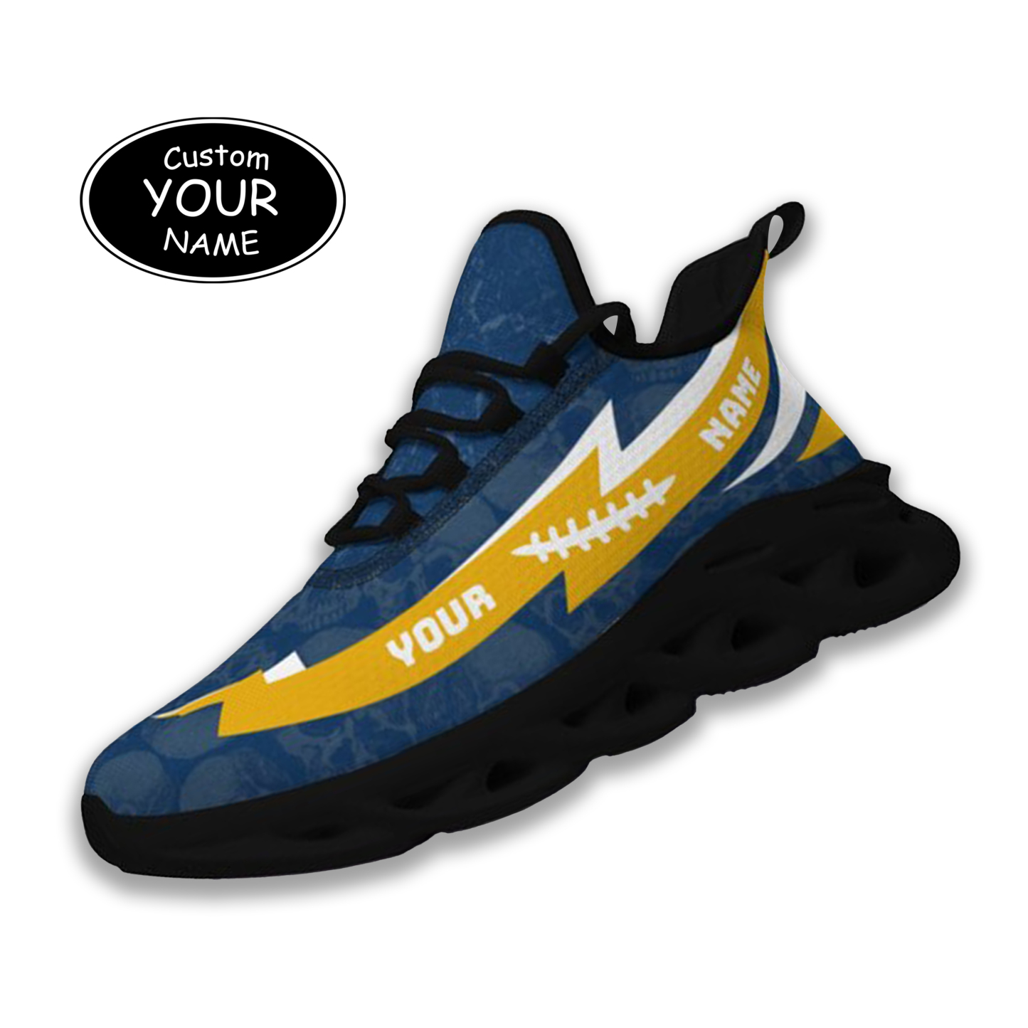 Max Sowl-25-cy-Morgantown-20-6, Personalized West Virginia Mountaineers Custom Max Sowl Shoes, Personalized Skull Sport Footwear, Custom Color-Blocked Running Shoes