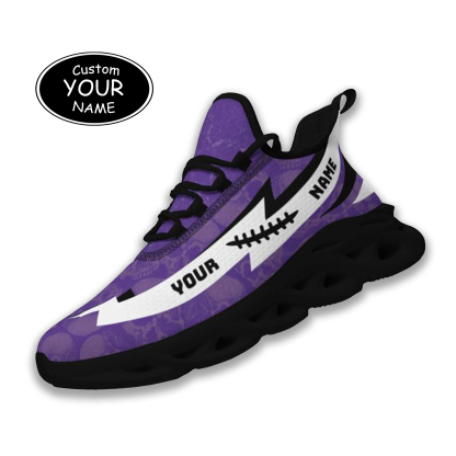 Max Sowl-25-cy-Evanston-21-6, Personalized Northwestern Wildcats Custom Max Sowl Shoes, Personalized Skull Sport Footwear, Custom Color-Blocked Running Shoes