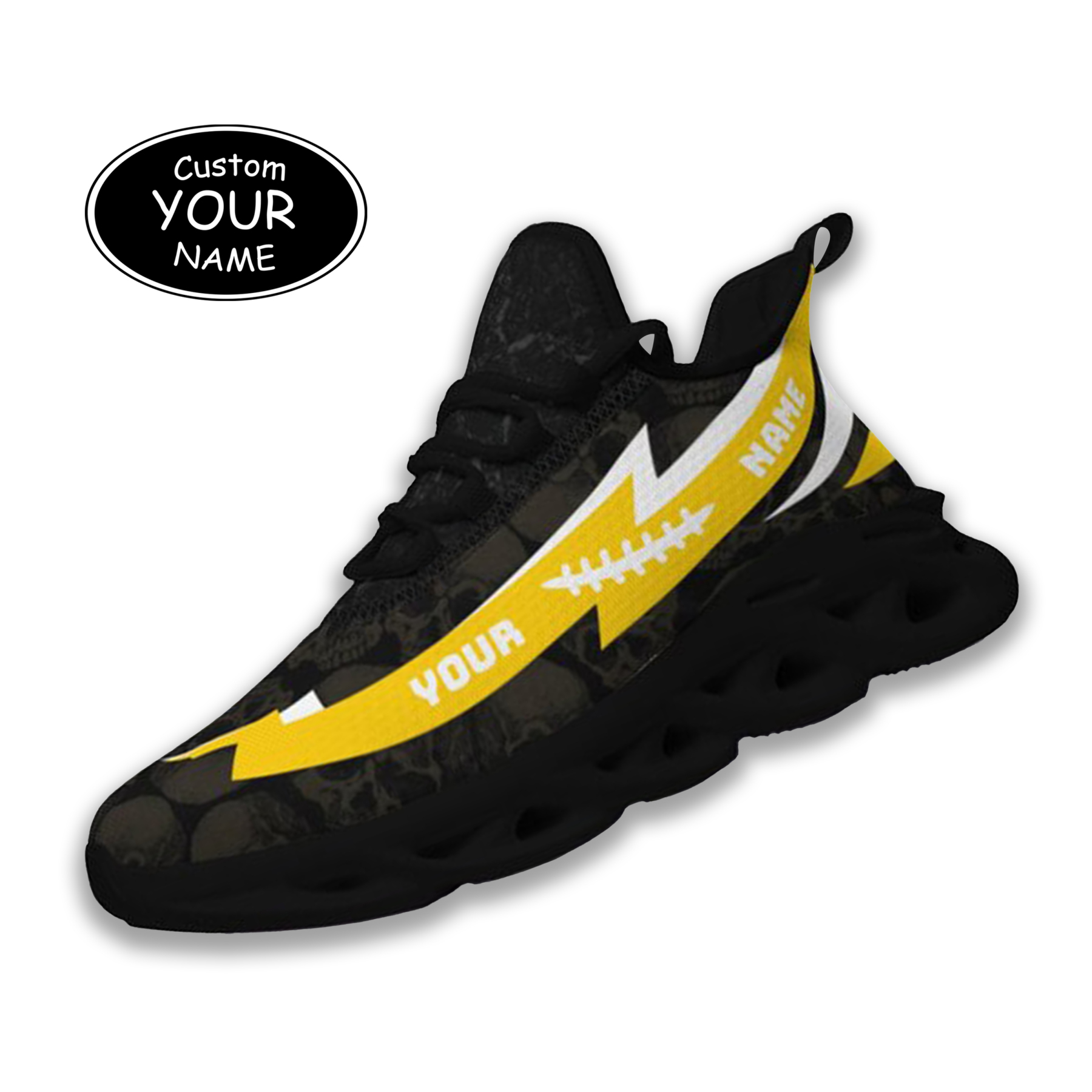 Max Sowl-25-cy-Iowa City-25-6, Personalized Iowa Hawkeyes Custom Max Sowl Shoes, Personalized Skull Sport Footwear, Custom Color-Blocked Running Shoes