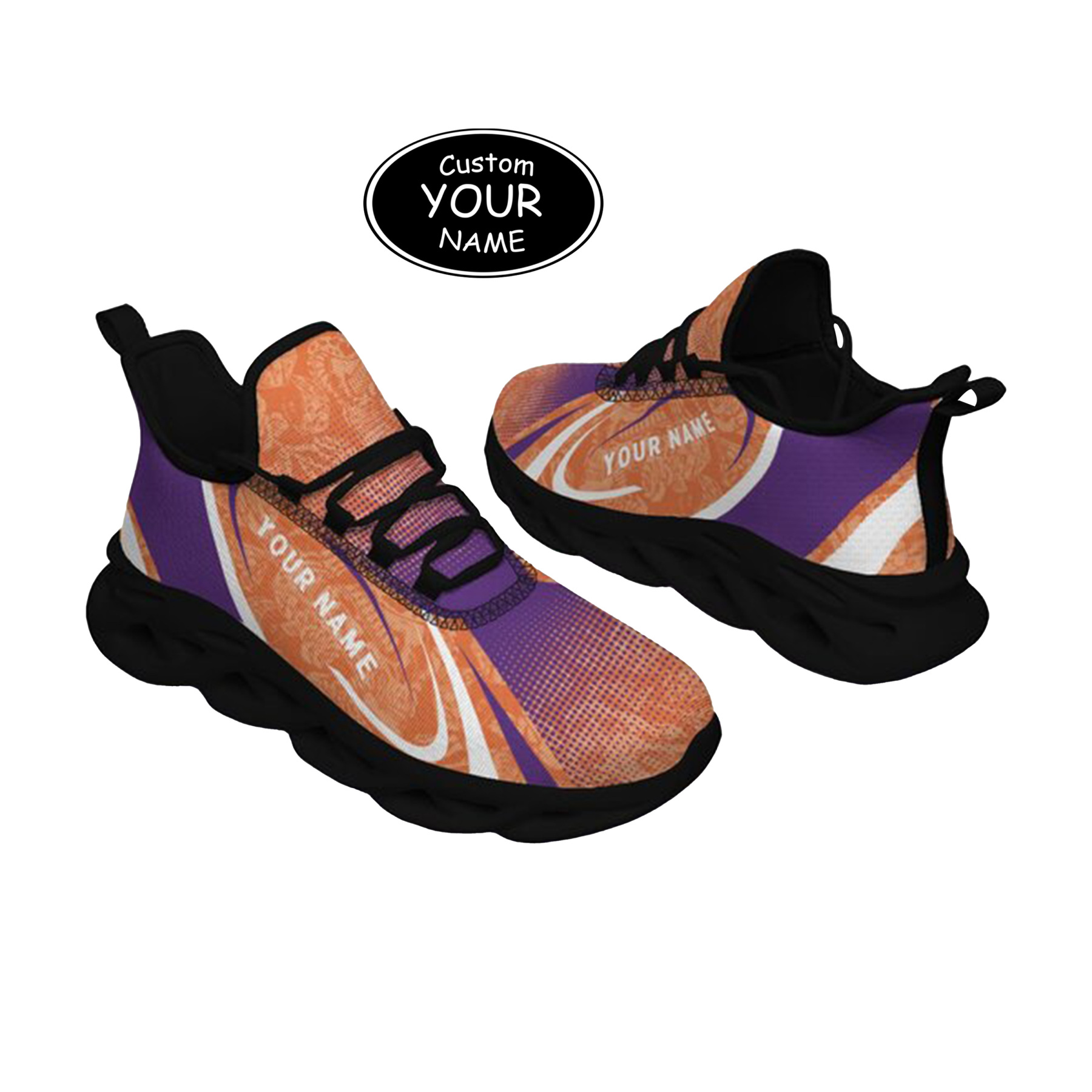 Max Sowl-25-yy-Clemson-1-6, Personalized Clemson Tigers Custom Max Sowl Shoes, Personalized Skull Sport Footwear, Custom Color-Blocked Running Shoes