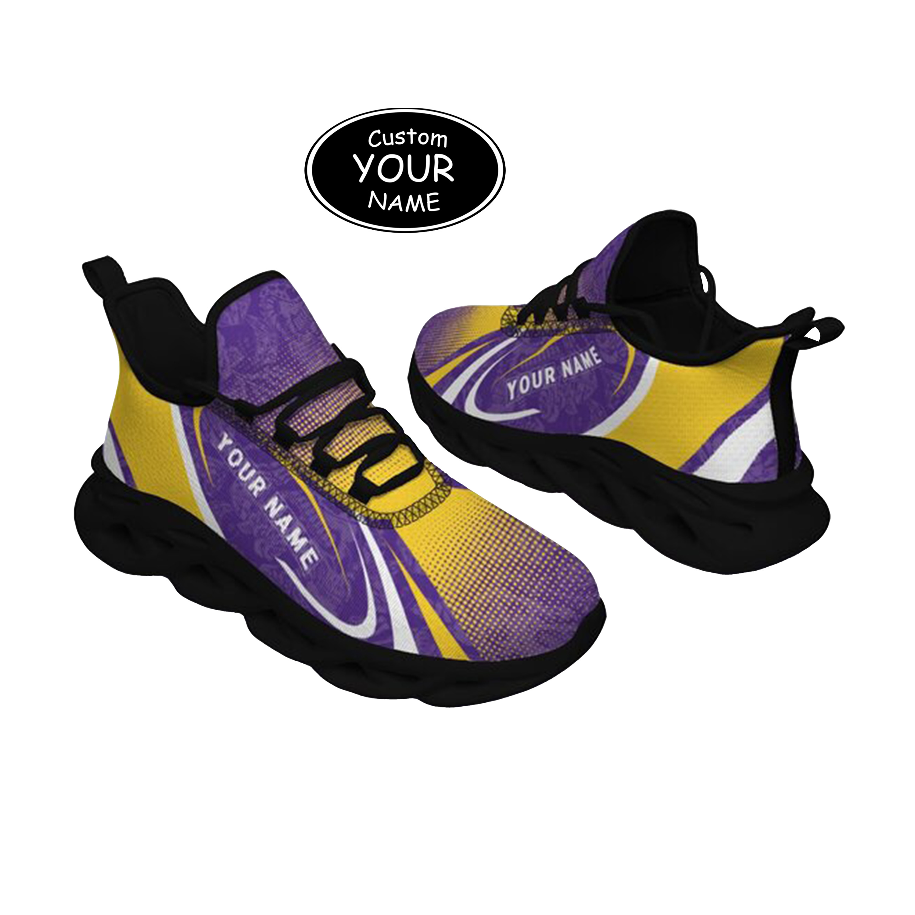Max Sowl-25-yy-Baton Rouge-6-6, Personalized LSU Tigers Custom Max Sowl Shoes, Personalized Skull Sport Footwear, Custom Color-Blocked Running Shoes