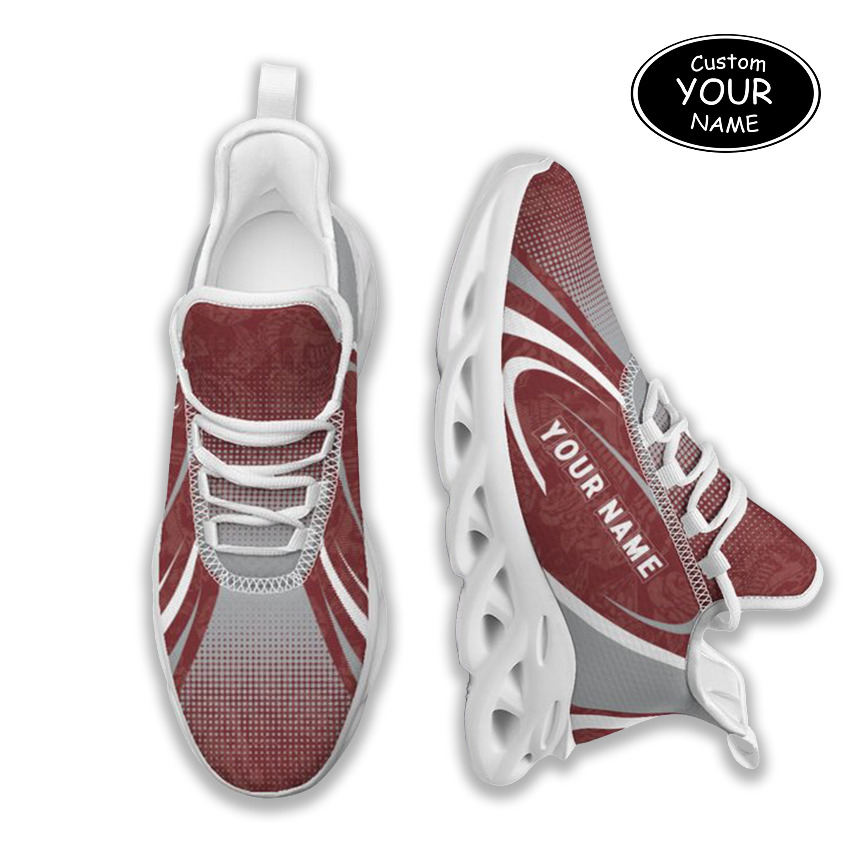 Max Sowl-25-yy-College Station-16-6, Personalized Texas A&M Aggies Custom Max Sowl Shoes, Personalized Skull Sport Footwear, Custom Color-Blocked Running Shoes