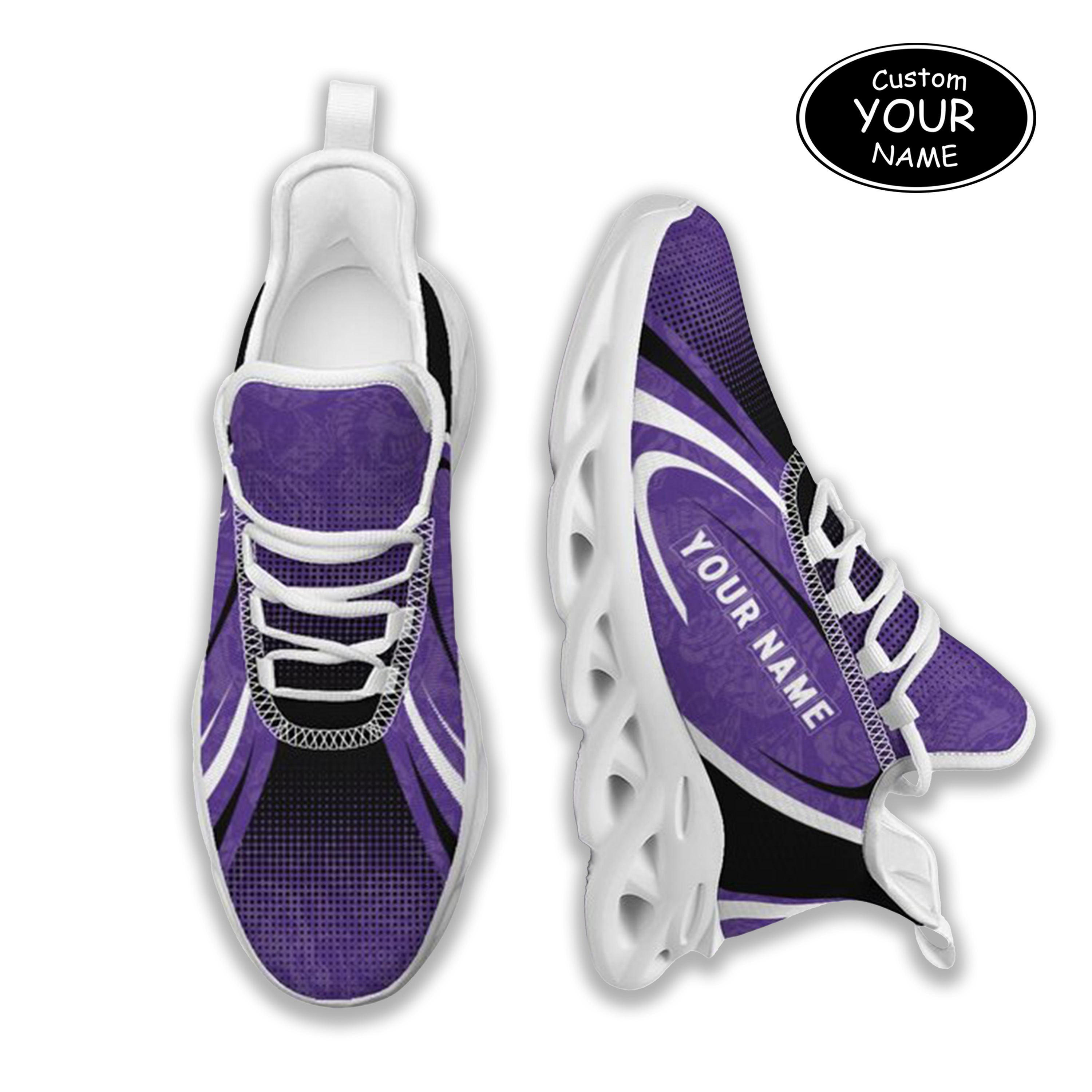 Max Sowl-25-yy-Evanston-21-6, Personalized Northwestern Wildcats Custom Max Sowl Shoes, Personalized Skull Sport Footwear, Custom Color-Blocked Running Shoes