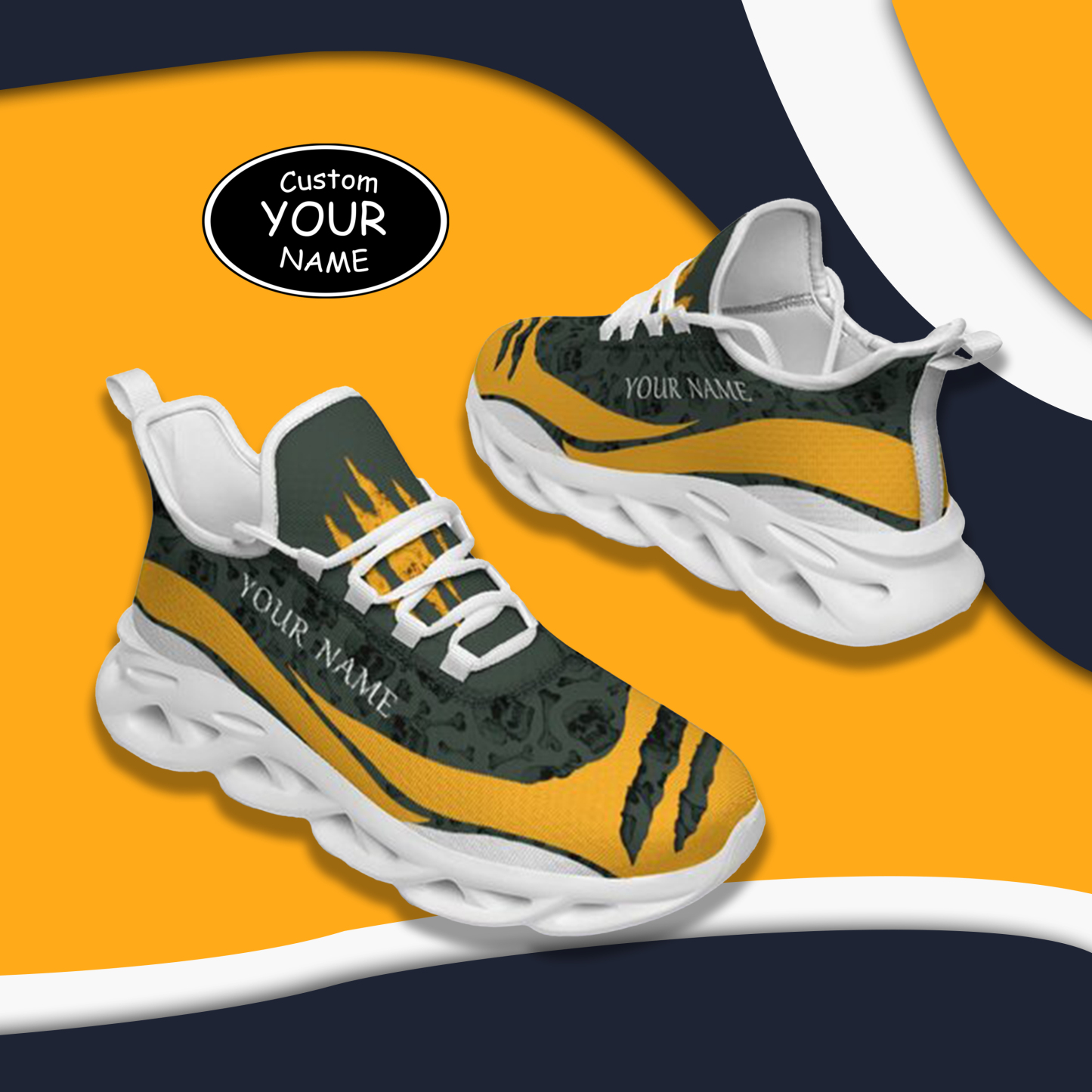 Max Sowl-25-cy-Green Bay-13-3，Personalized  Green Bay Sneakers, Custom Breathable Walking Shoes, Patriotic Running Shoes