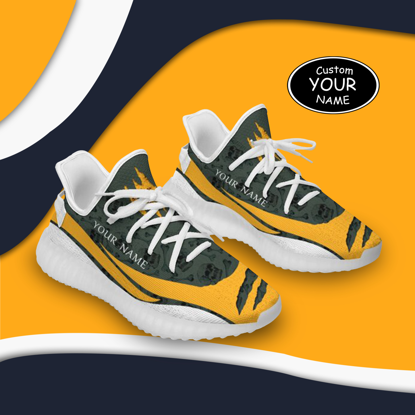 SH051-25-cy-Green Bay-13-3，Personalized  Green Bay Sneakers, Custom Breathable Walking Shoes, Patriotic Running Shoes