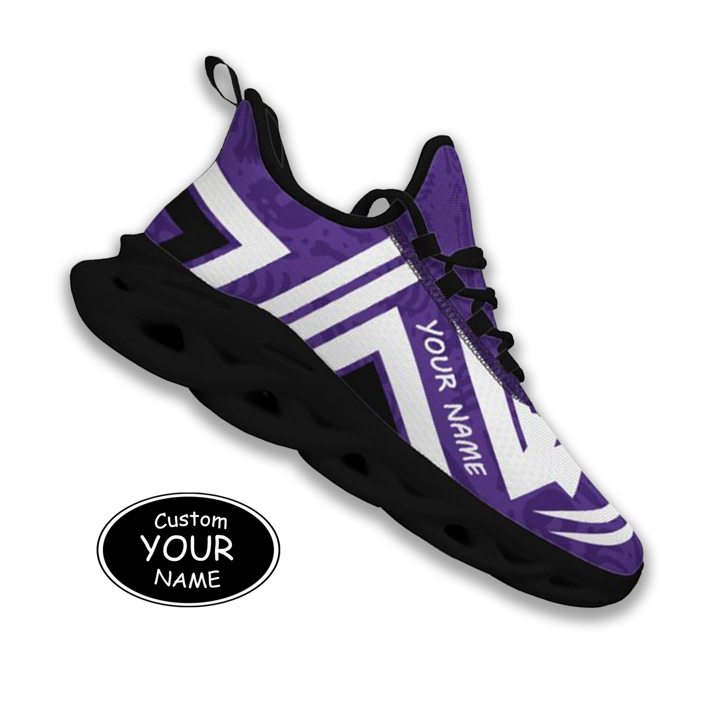 Max Sowl-25-cy-Evanston-21-4, Personalized Northwestern Wildcats Custom Max Sowl Shoes, Personalized Sport Footwear, Custom Color-Blocked Running Shoes