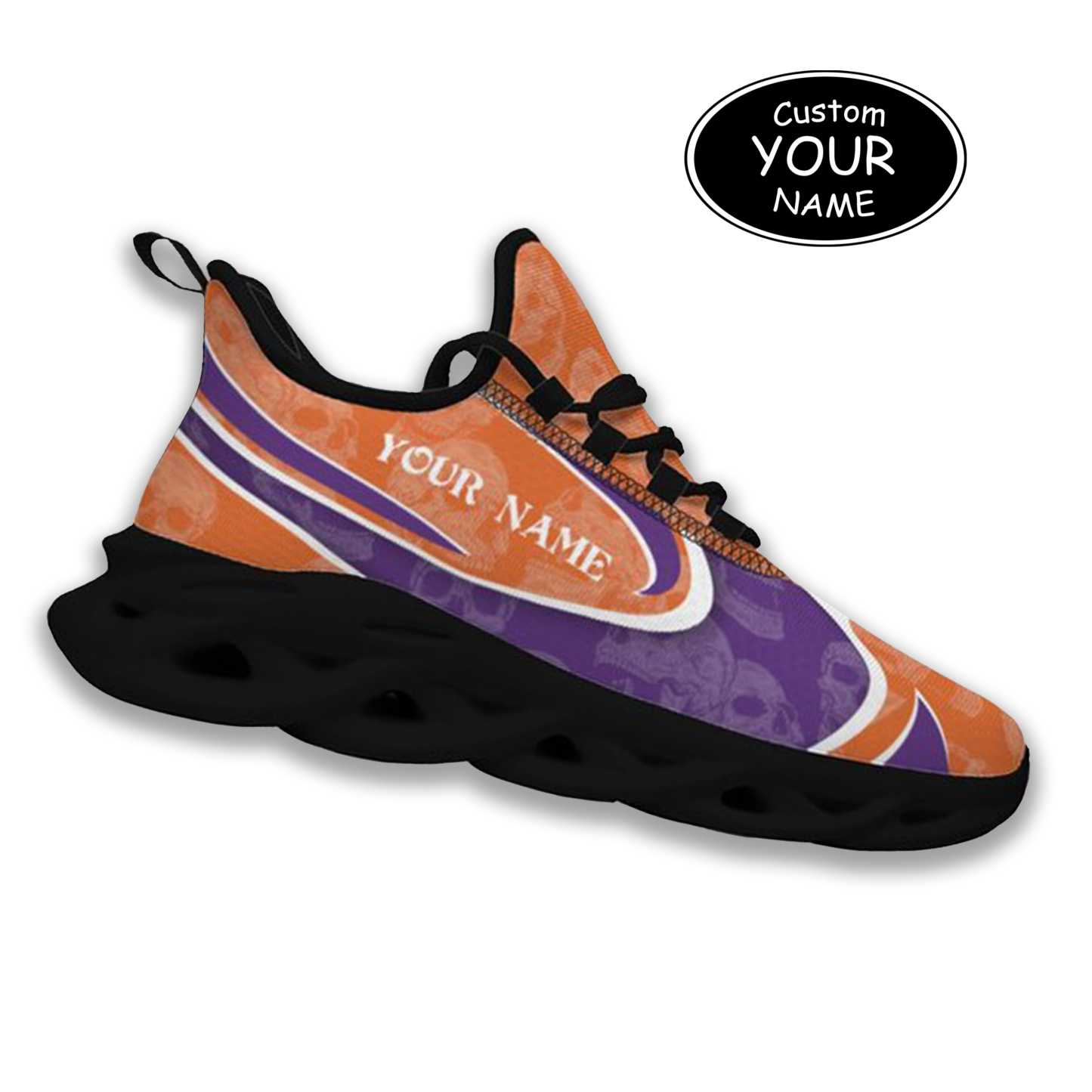 Max Sowl-25-cy-Clemson-1-5, Personalized Clemson Tigers Custom Max Sowl Shoes, Personalized Sport Footwear, Custom Color-Blocked Running Shoes