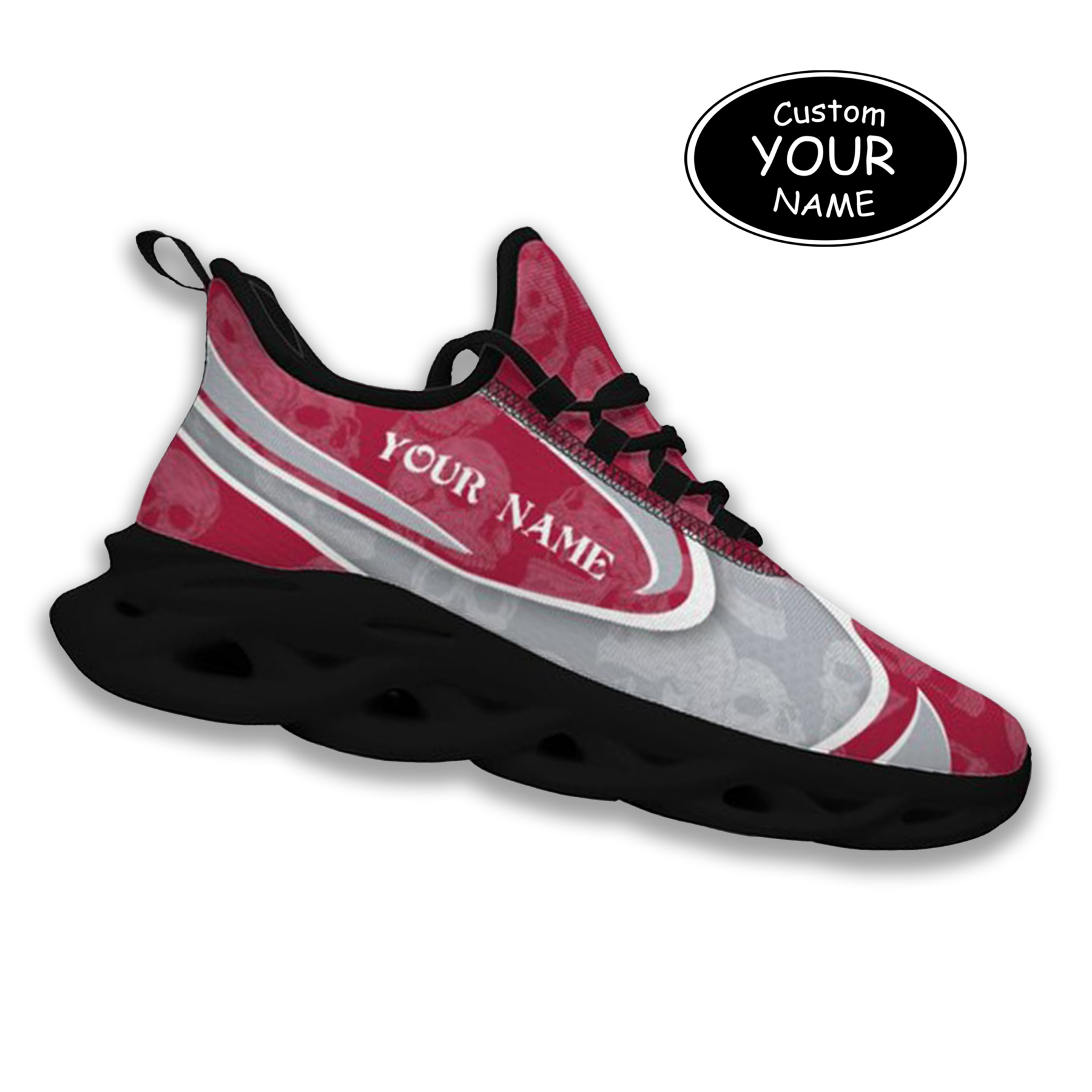 Max Sowl-25-cy-Tuscaloosa-2-5, Personalized Alabama Crimson Tide Custom Max Sowl Shoes, Personalized Skull Sport Footwear, Custom Color-Blocked Running Shoes
