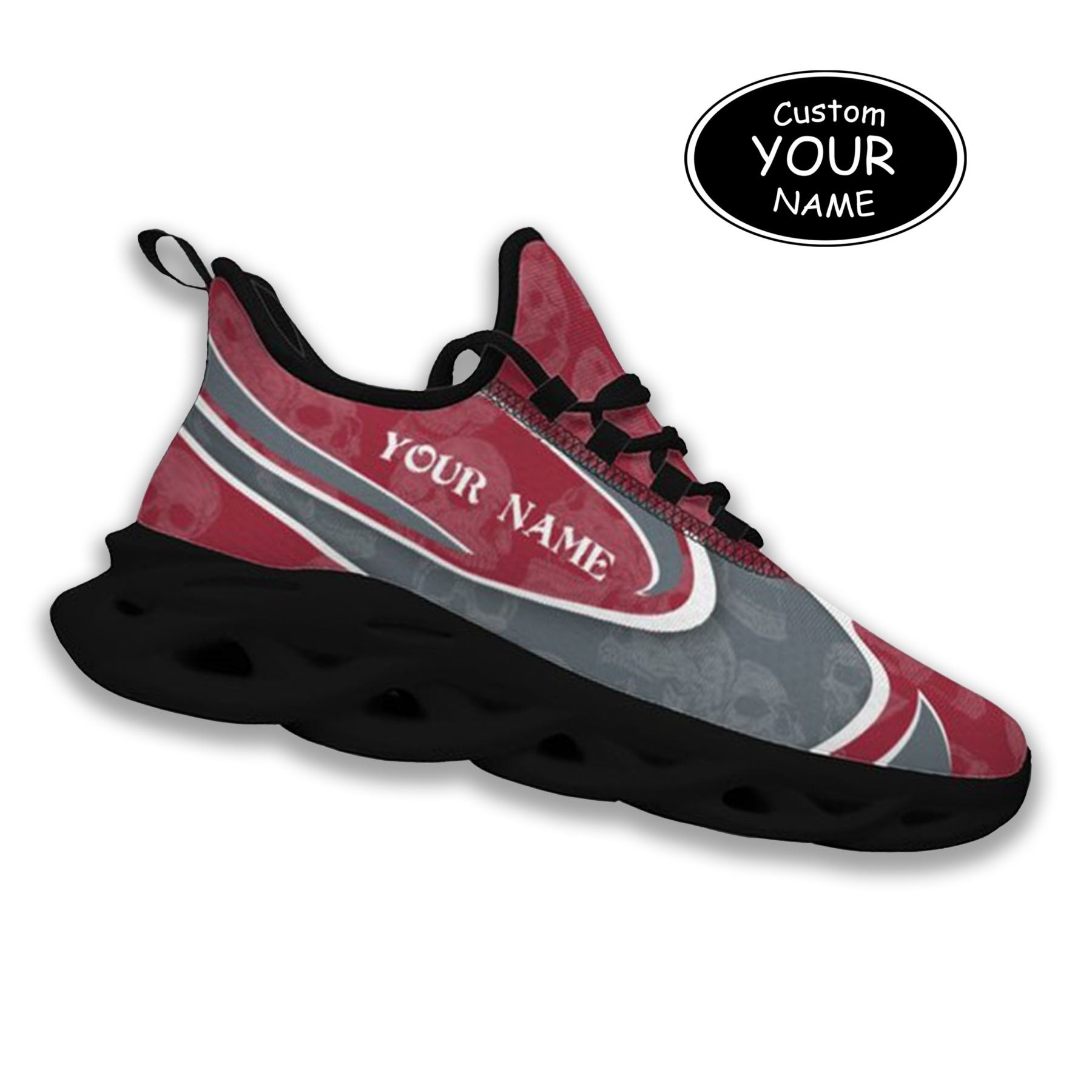 Max Sowl-25-cy-Pullman-10-5, Personalized Washington State Cougars Custom Max Sowl Shoes, Personalized Skull Sport Footwear, Custom Color-Blocked Running Shoes