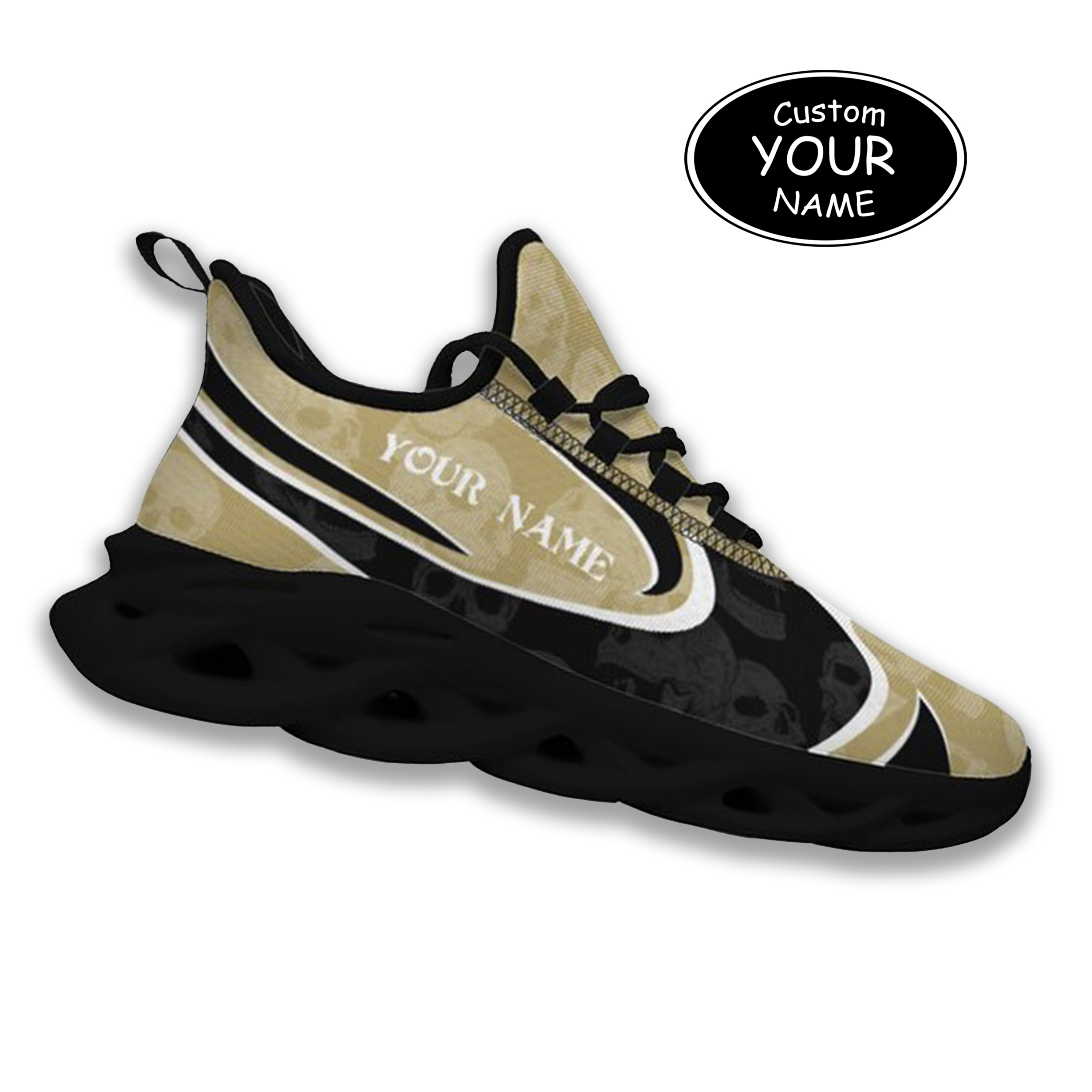 Max Sowl-25-cy-Orlando-11-5, Personalized UCF Knights Custom Max Sowl Shoes, Personalized Skull Sport Footwear, Custom Color-Blocked Running Shoes