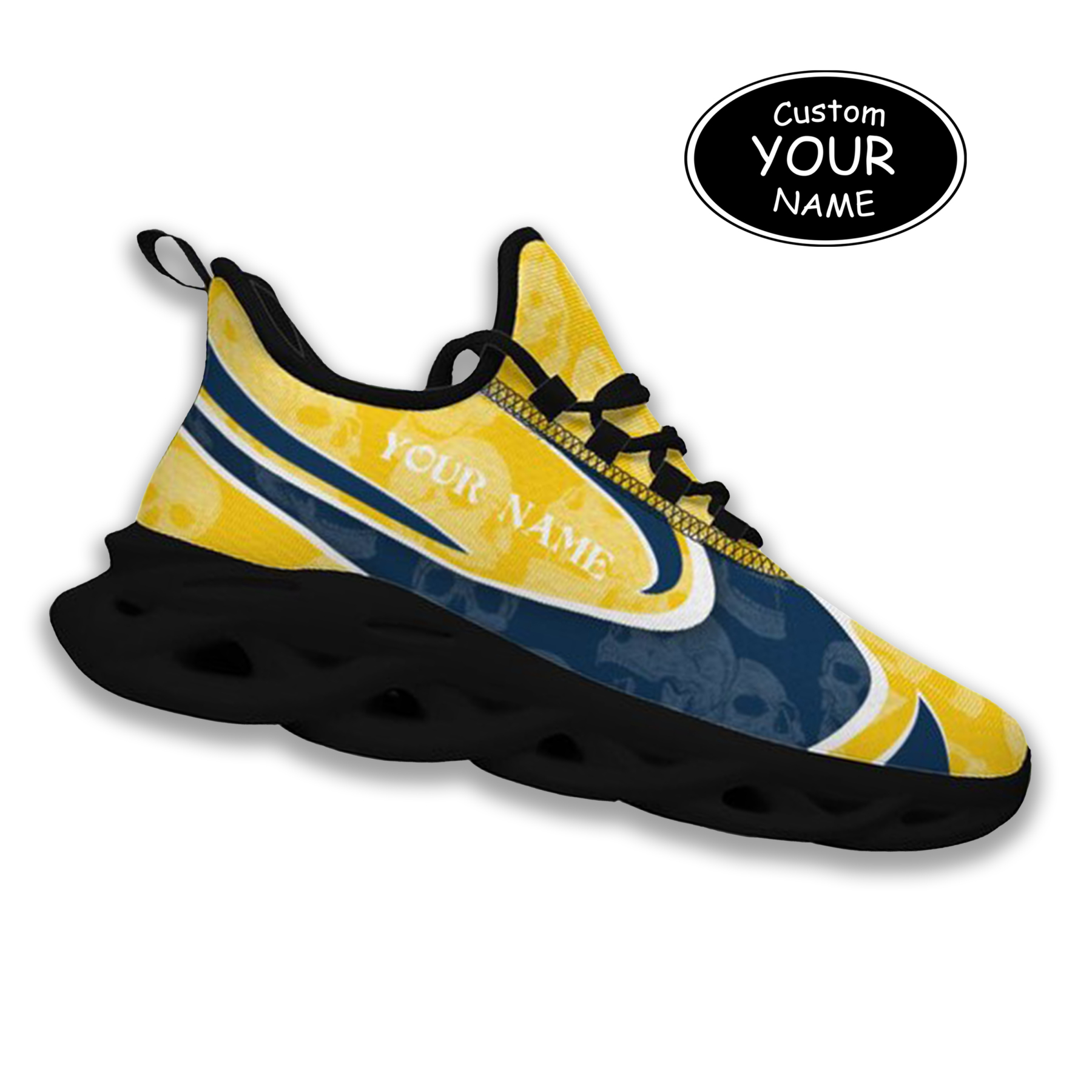 Max Sowl-25-cy-Ann Arbor-14-5, Personalized Michigan Wolverines Custom Max Sowl Shoes, Personalized Skull Sport Footwear, Custom Color-Blocked Running Shoes