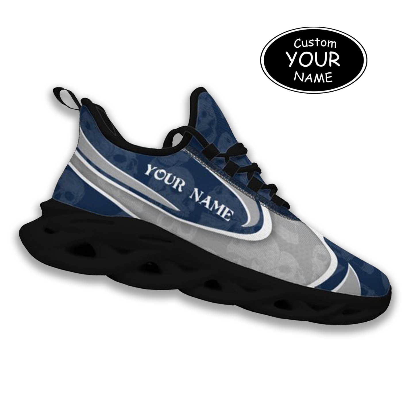 Max Sowl-25-cy-State College-17-5, Personalized Penn State Nittany Lions Custom Max Sowl Shoes, Personalized Skull Sport Footwear, Custom Color-Blocked Running Shoes