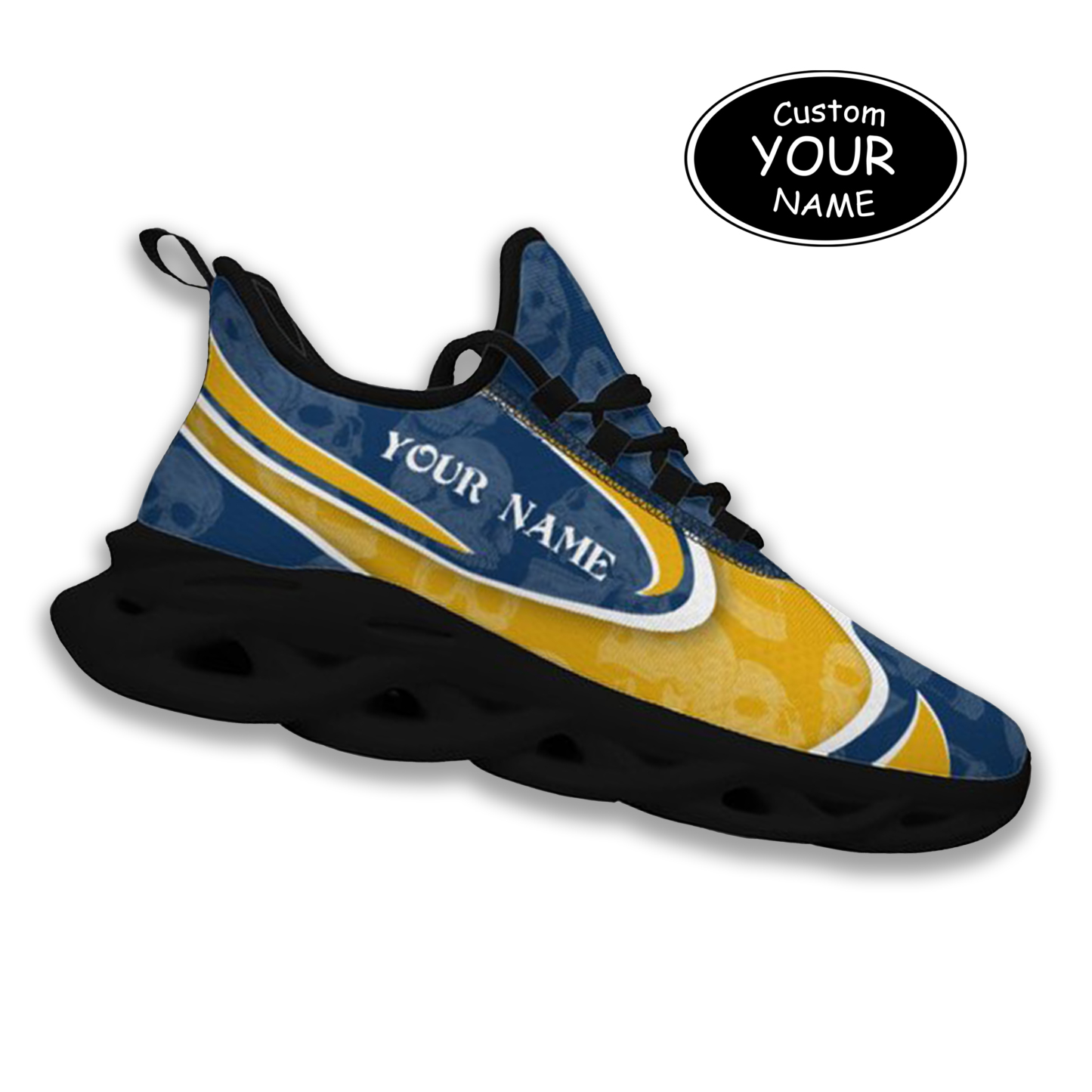 Max Sowl-25-cy-Morgantown-20-5, Personalized West Virginia Mountaineers Custom Max Sowl Shoes, Personalized Skull Sport Footwear, Custom Color-Blocked Running Shoes