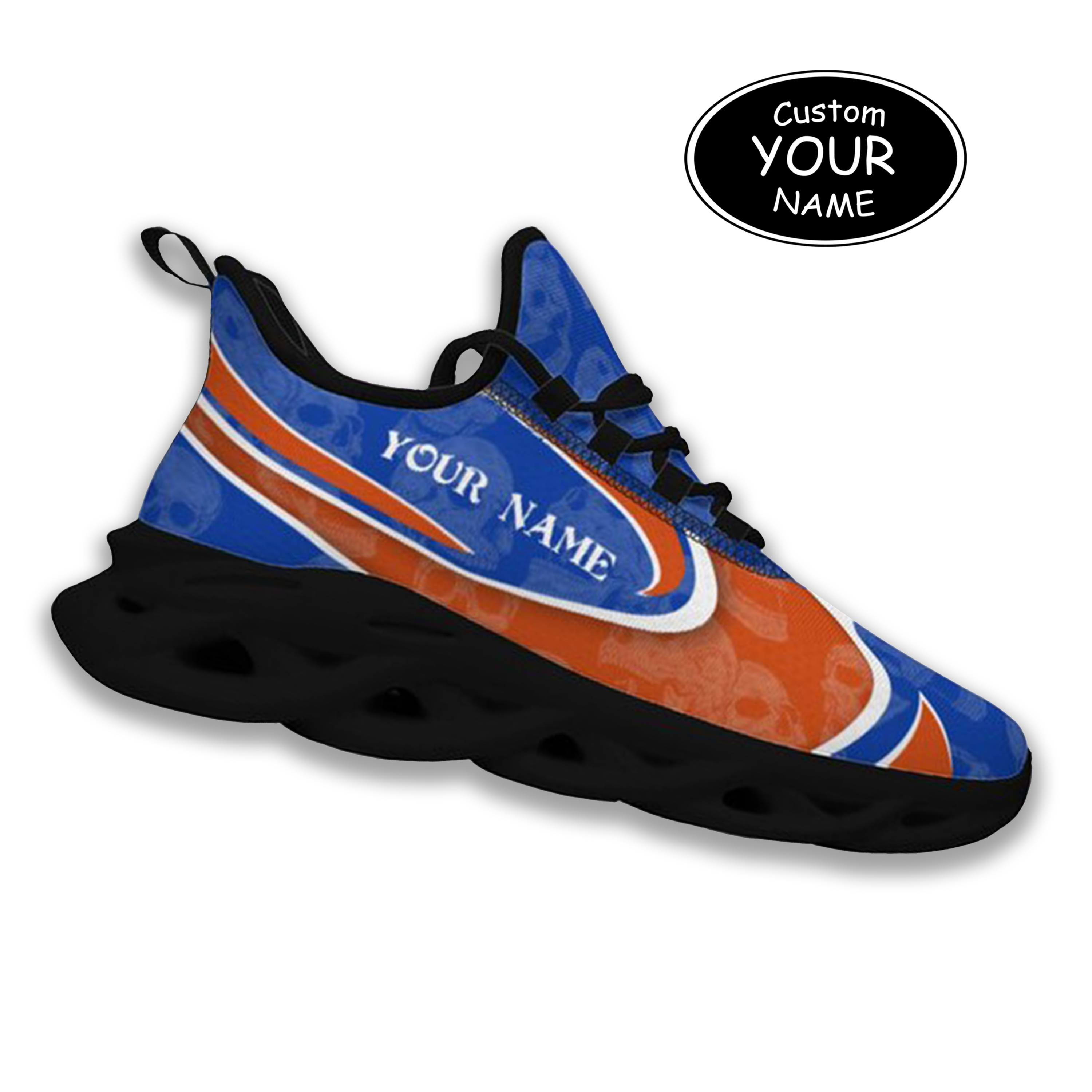 Max Sowl-25-cy-Boise-23-5, Personalized Boise State Broncos Custom Max Sowl Shoes, Personalized Skull Sport Footwear, Custom Color-Blocked Running Shoes