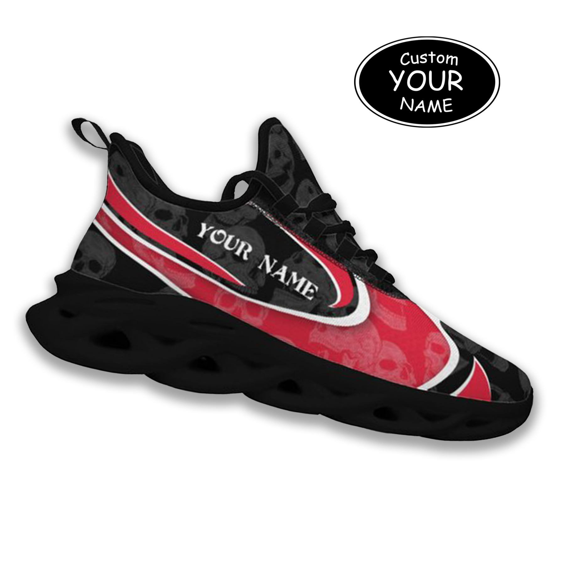 Max Sowl-25-cy-Cincinnati-24-5, Personalized Cincinnati Bearcats Custom Max Sowl Shoes, Personalized Skull Sport Footwear, Custom Color-Blocked Running Shoes