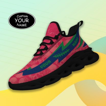 Max Sowl-25-cy-Fresno-18-6, Personalized Fresno State Bulldogs Custom Max Sowl Shoes, Personalized Skull Sport Footwear, Custom Color-Blocked Running Shoes