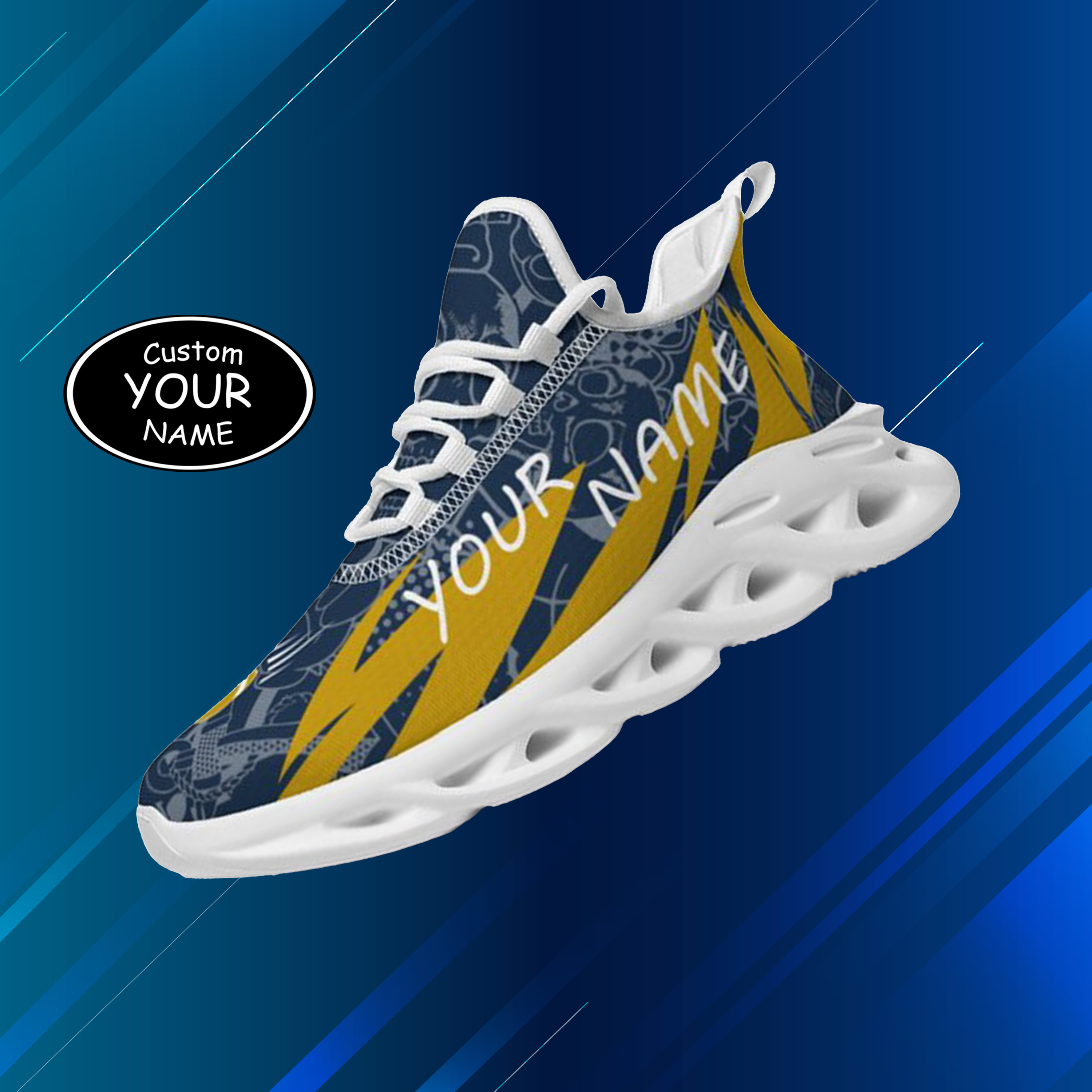 Max Sowl-25-yy-South Bend-5-4, Personalized Notre Dame Fighting Irish Custom Max Sowl Shoes, Personalized Sport Footwear, Custom Color-Blocked Running Shoes