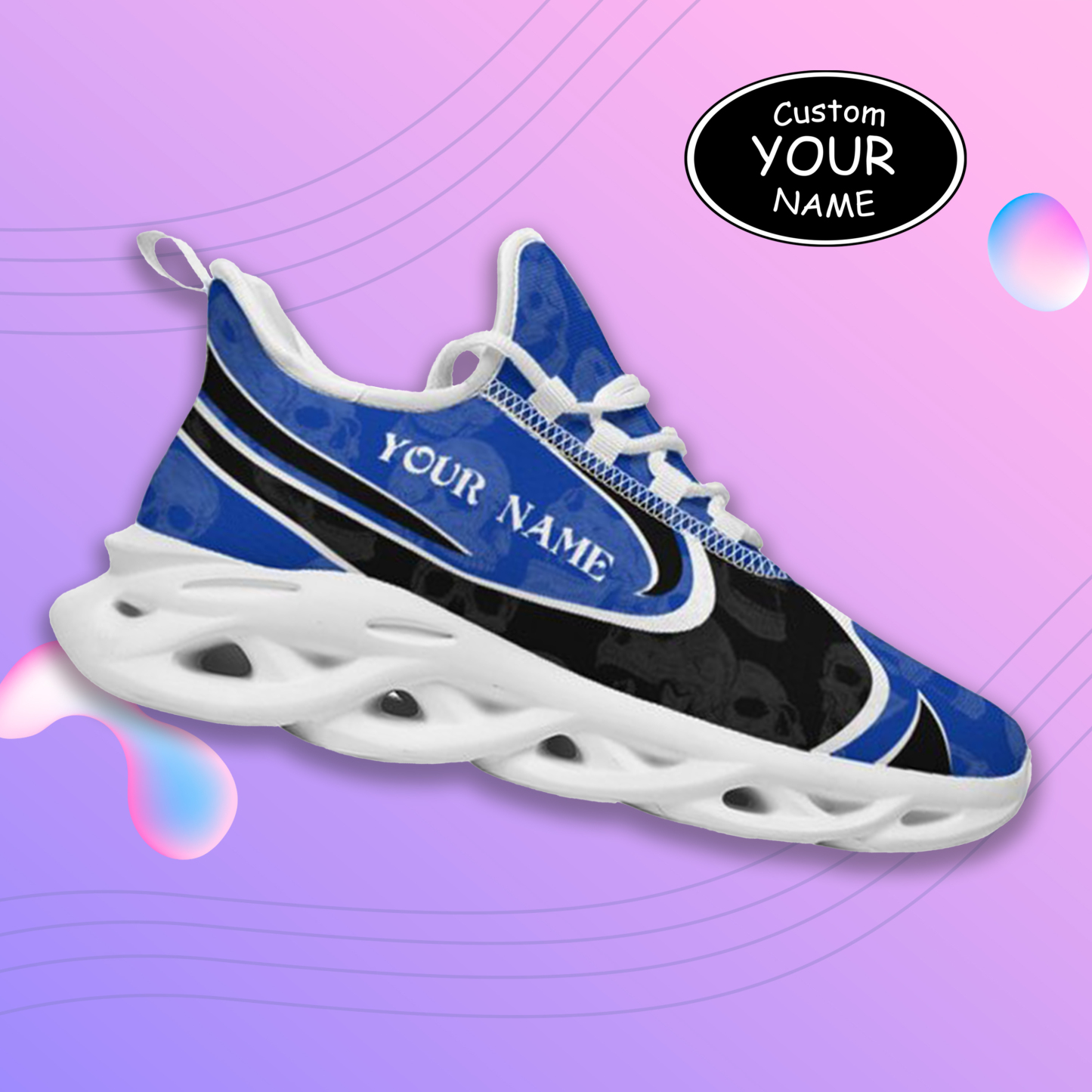 Max Sowl-25-cy-Lexington-12-5, Personalized Kentucky Wildcats Custom Max Sowl Shoes, Personalized Skull Sport Footwear, Custom Color-Blocked Running Shoes