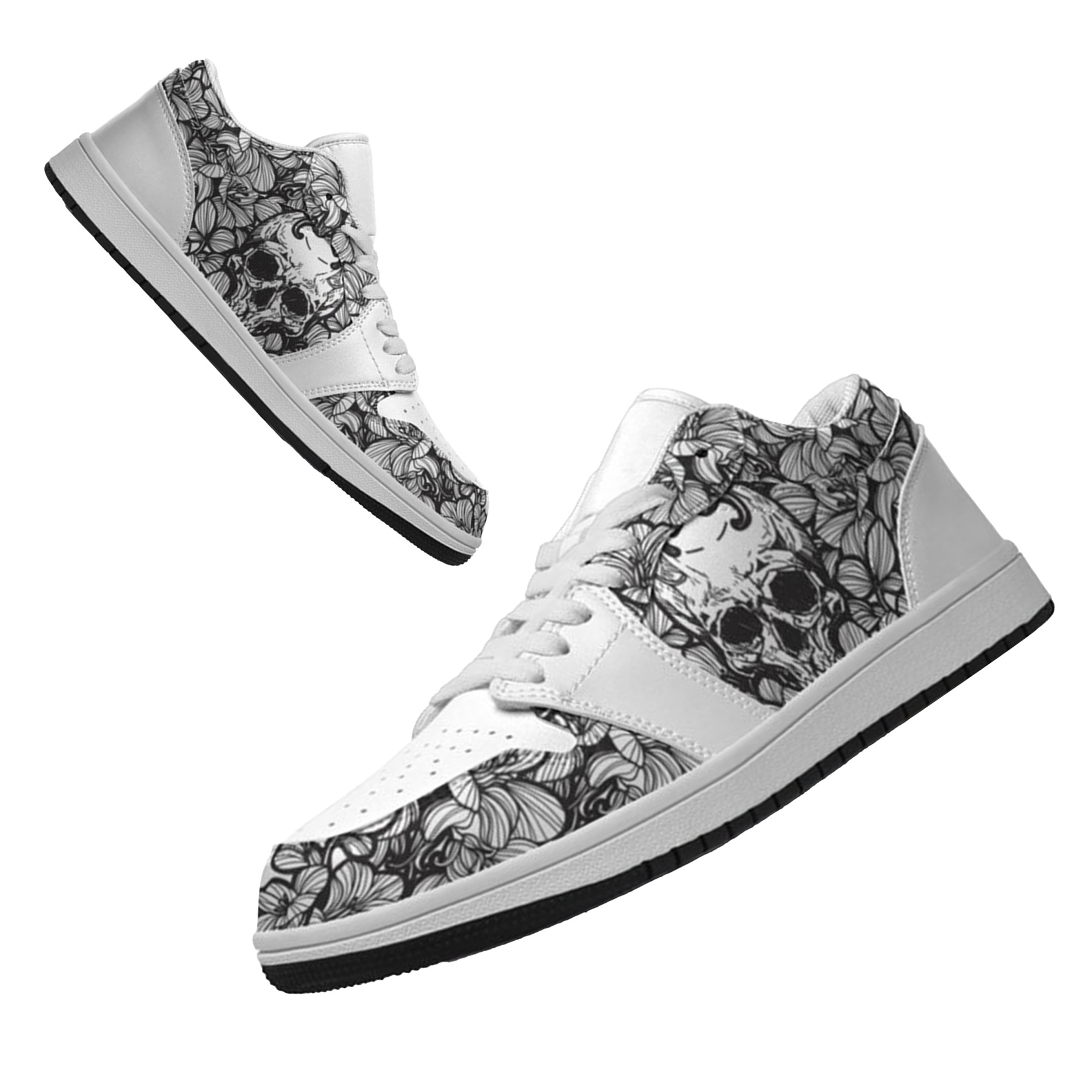 Jordan 1 Low-25-yy-skull-21, Jordan 1 Retro Low Sneakers, Personalized Gothic Shoes, Skull Design, Unisex Non Slip Walking Sneakers, Lightweight Breathable Running Shoes, Casual Sports Shoes, Unique Holidays Gifts