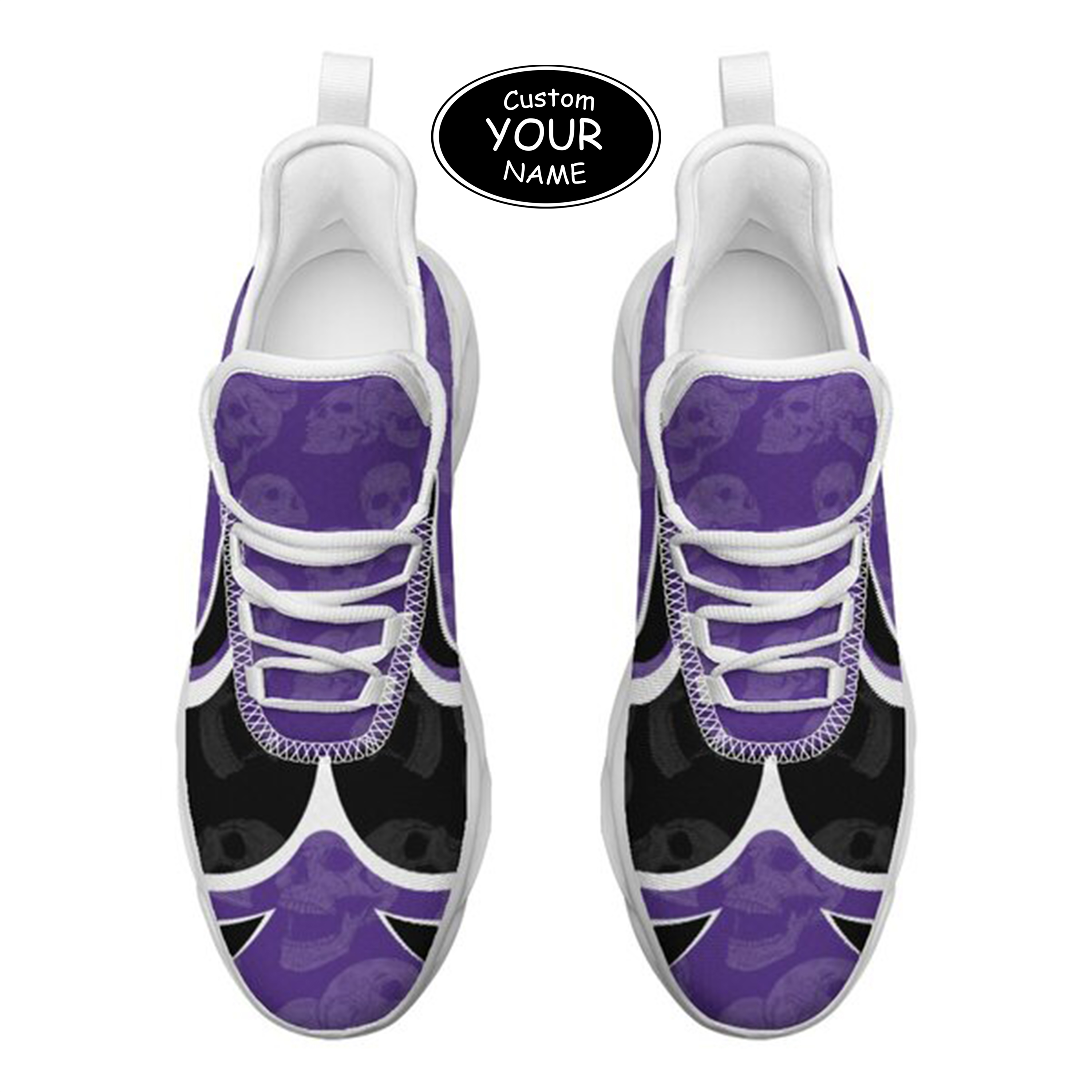 Max Sowl-25-cy-Evanston-21-5, Personalized Northwestern Wildcats Custom Max Sowl Shoes, Personalized Skull Sport Footwear, Custom Color-Blocked Running Shoes