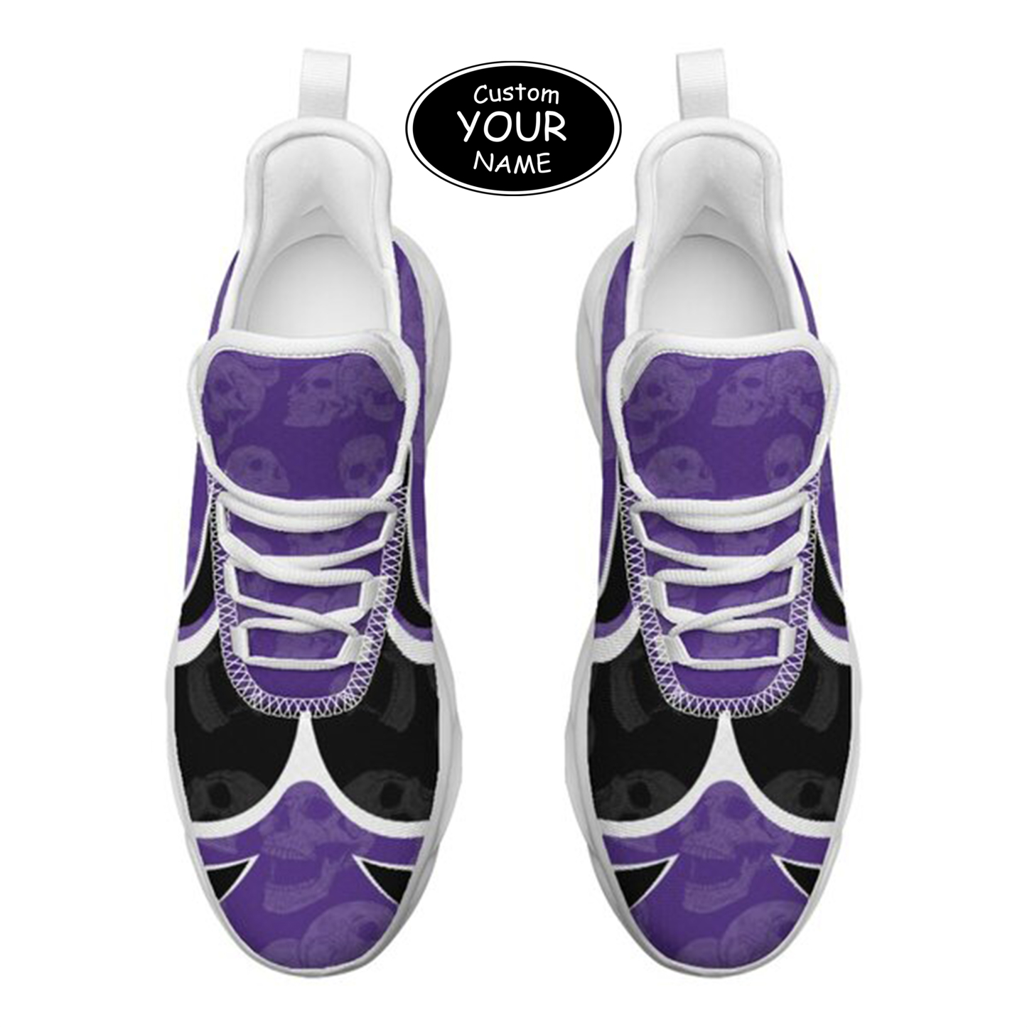 Max Sowl-25-cy-Evanston-21-5, Personalized Northwestern Wildcats Custom Max Sowl Shoes, Personalized Skull Sport Footwear, Custom Color-Blocked Running Shoes