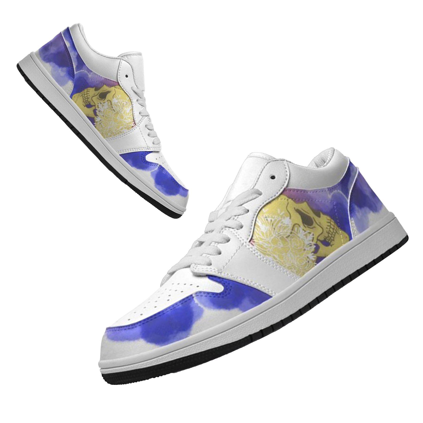 Jordan 1 Low-25-yy-skull-12, Jordan 1 Retro Low Sneakers, Personalized Gothic Shoes, Skull Design, Unisex Non Slip Walking Sneakers, Lightweight Breathable Running Shoes, Casual Sports Shoes, Unique Holidays Gifts