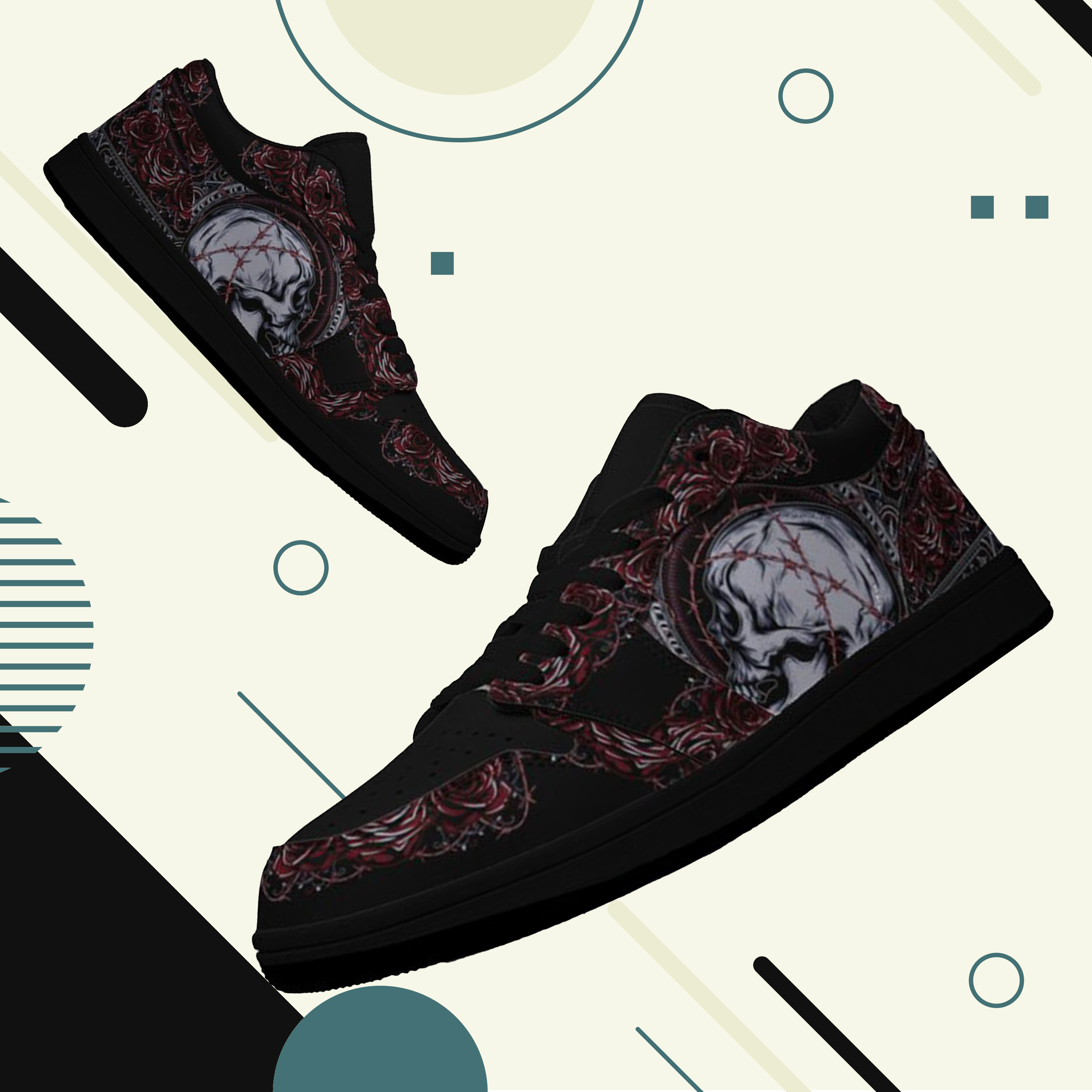 Jordan 1 Low-25-yy-skull-3, Jordan 1 Retro Low Sneakers, Personalized Gothic Shoes, Skull Design, Unisex Non Slip Walking Sneakers, Lightweight Breathable Running Shoes, Casual Sports Shoes, Unique Holidays Gifts