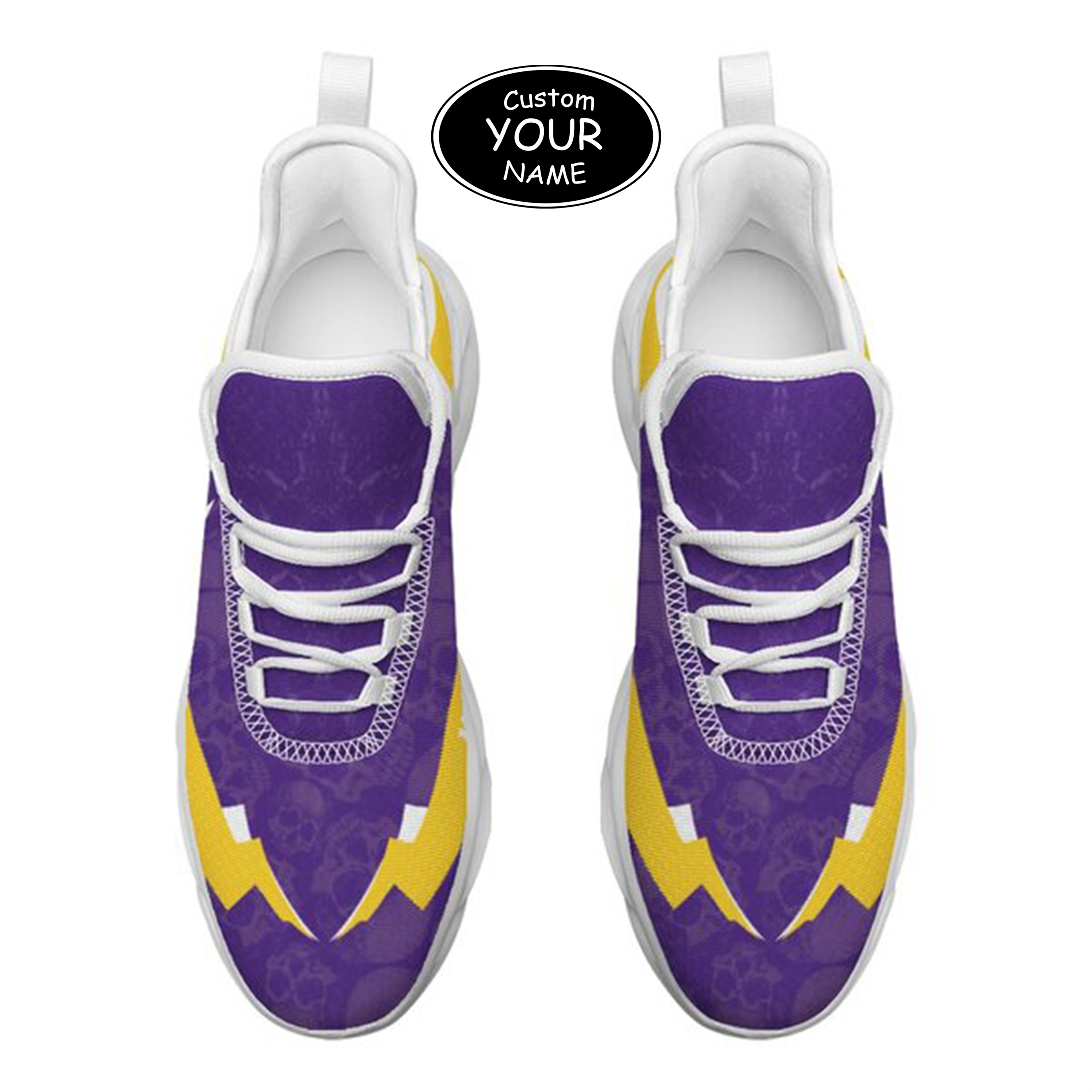 Max Sowl-25-cy-Baton Rouge-6-6, Personalized LSU Tigers Custom Max Sowl Shoes, Personalized Skull Sport Footwear, Custom Color-Blocked Running Shoes