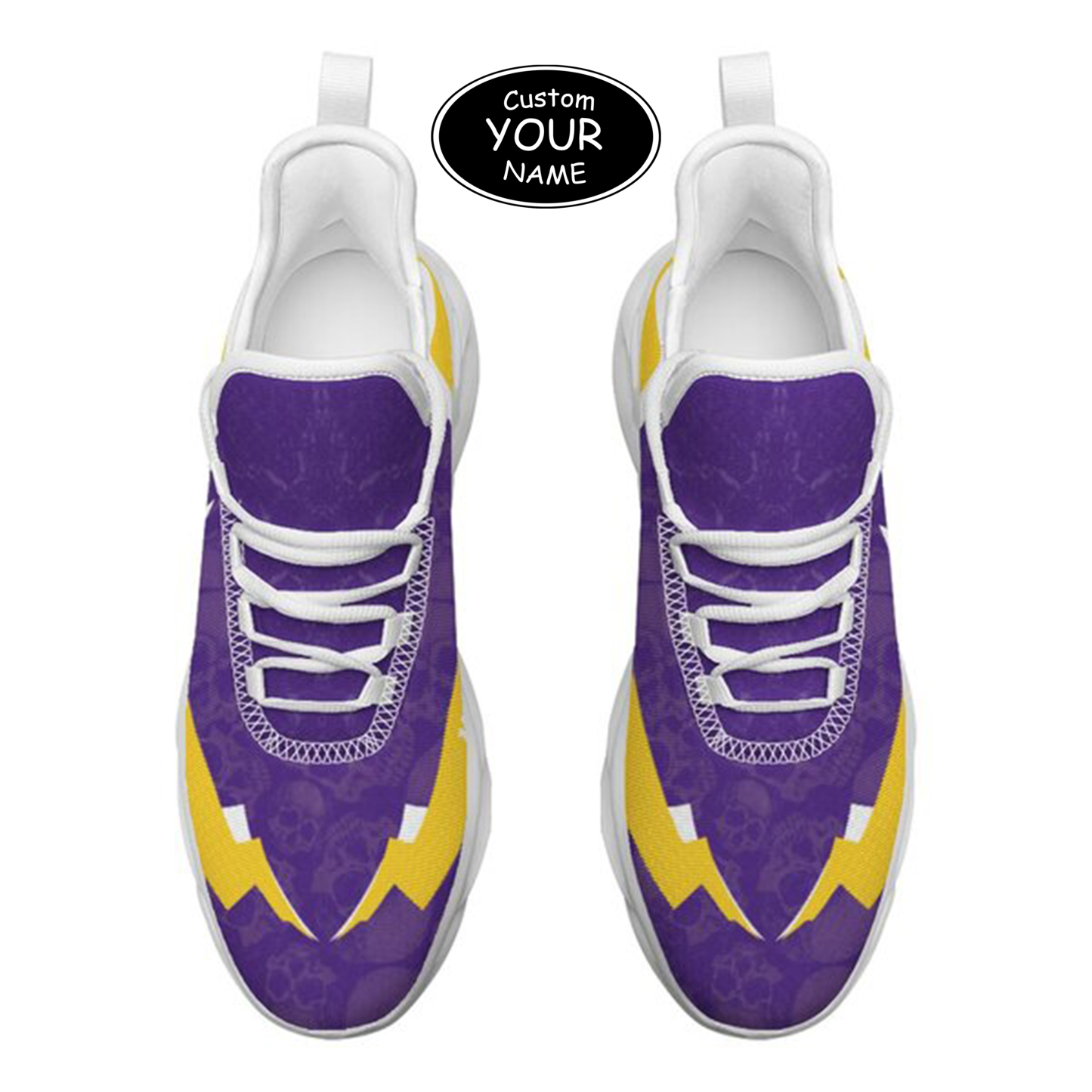 Max Sowl-25-cy-Baton Rouge-6-6, Personalized LSU Tigers Custom Max Sowl Shoes, Personalized Skull Sport Footwear, Custom Color-Blocked Running Shoes