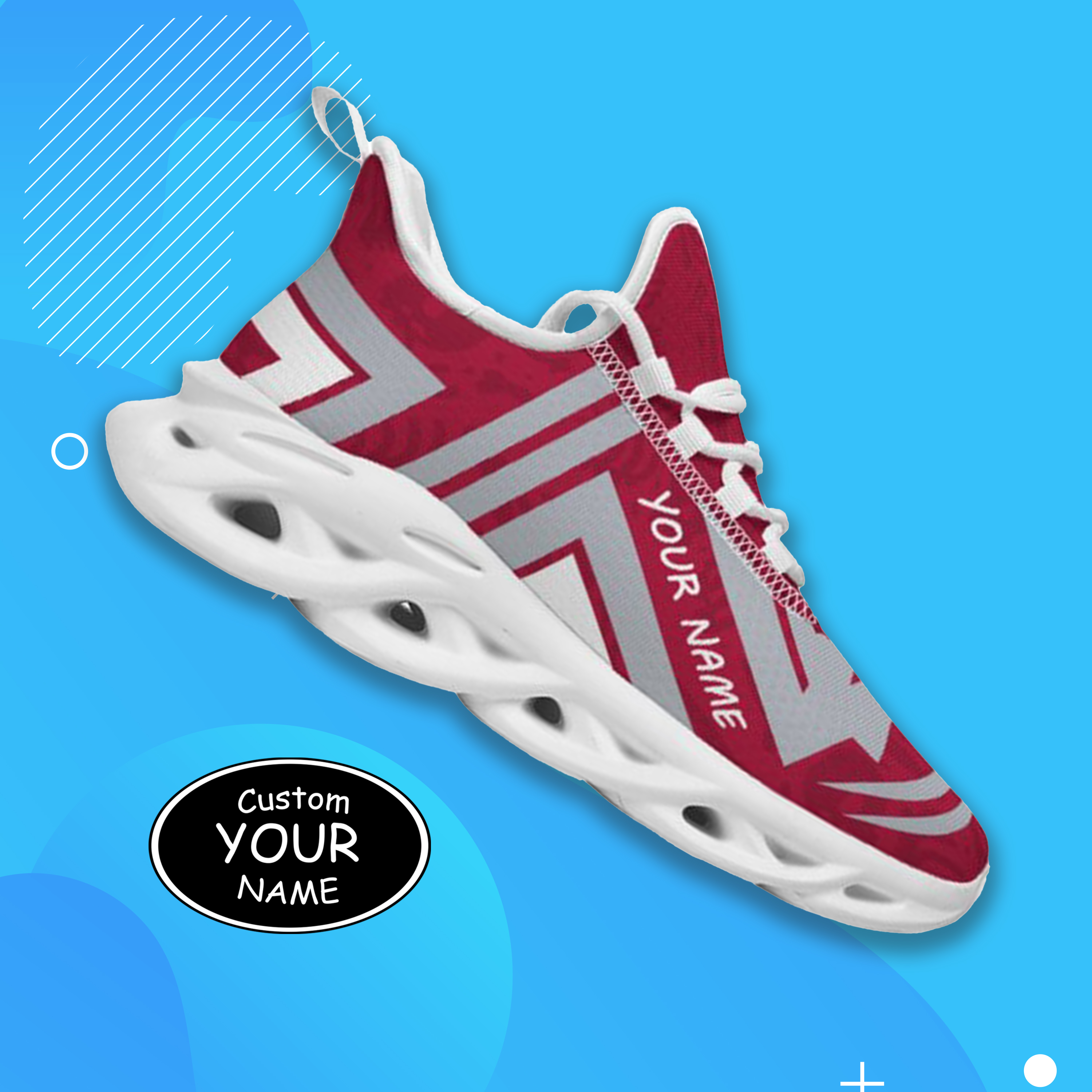 Max Sowl-25-cy-Tuscaloosa-2-4, Personalized Alabama Crimson Tide Custom Max Sowl Shoes, Personalized Sport Footwear, Custom Color-Blocked Running Shoes