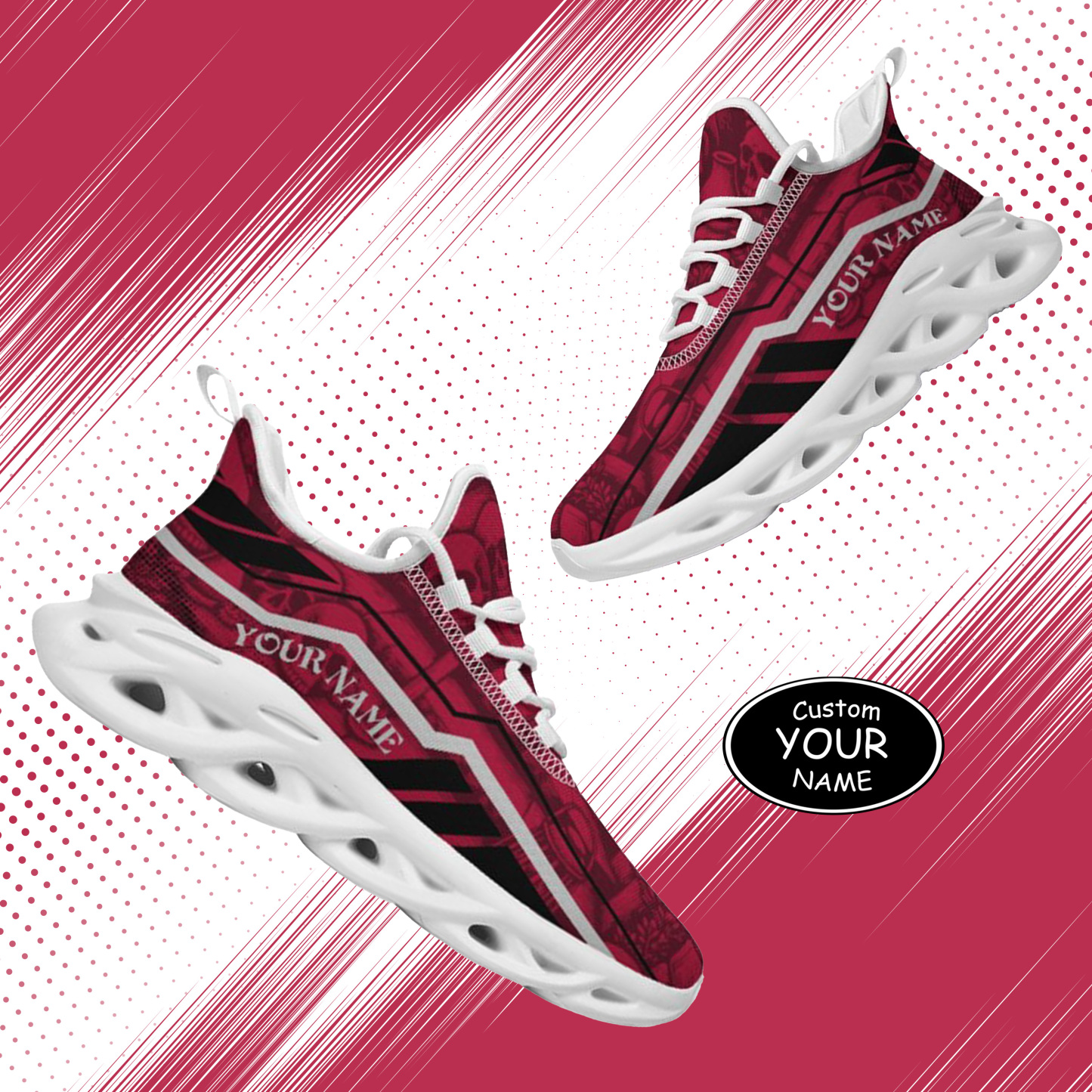 Personalized Alabama Crimson Tide Custom Max Sowl Shoes, Patriotic Running Sneakers, Custom Comfortable Walking Shoes