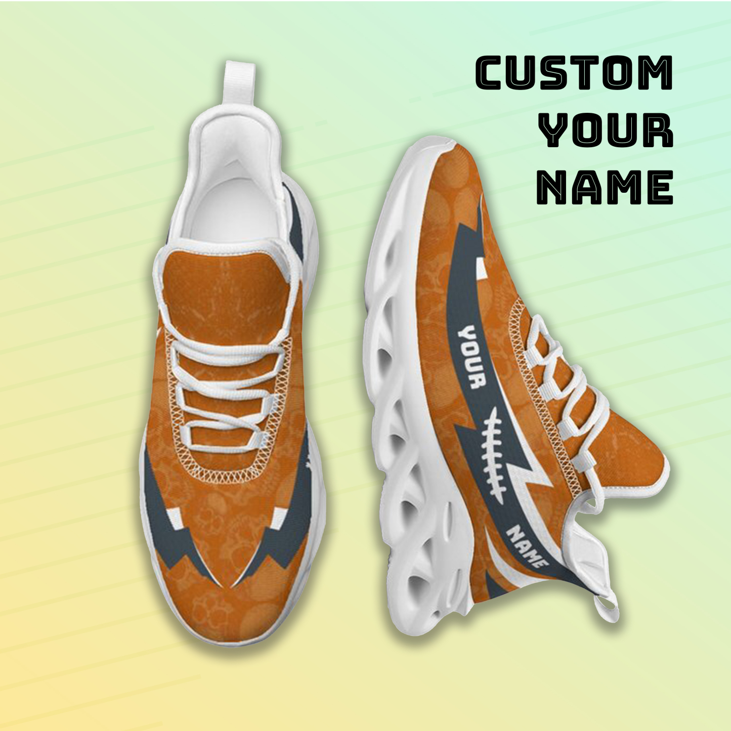Personalized Texas Longhorns Custom Max Sowl Shoes, Personalized Skull Sport Footwear, Custom Color-Blocked Running Shoes