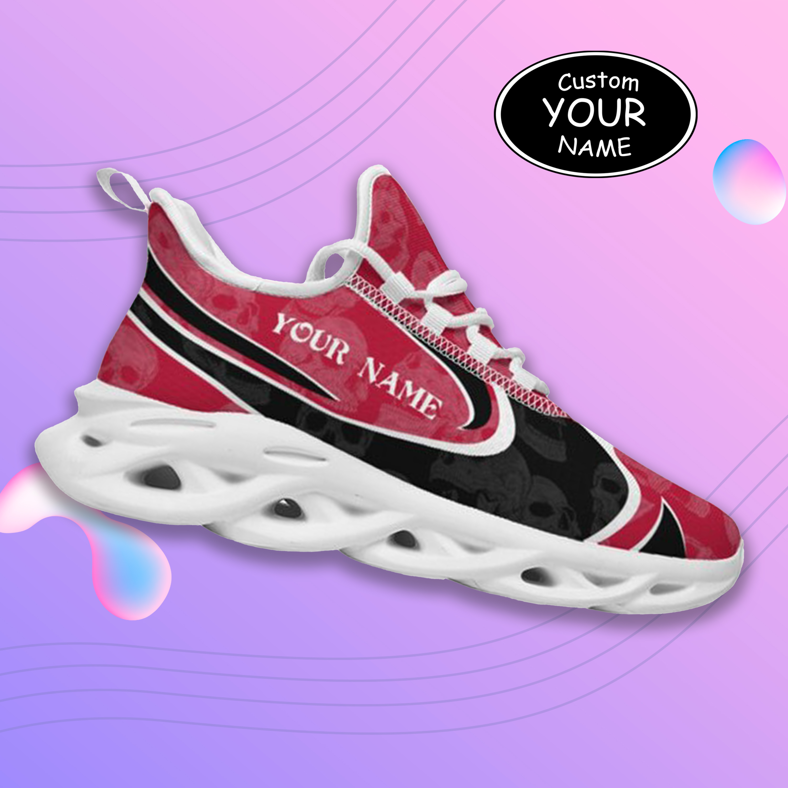 Max Sowl-25-cy-Athens-8-5, Personalized Georgia Bulldogs Custom Max Sowl Shoes, Personalized Skull Sport Footwear, Custom Color-Blocked Running Shoes