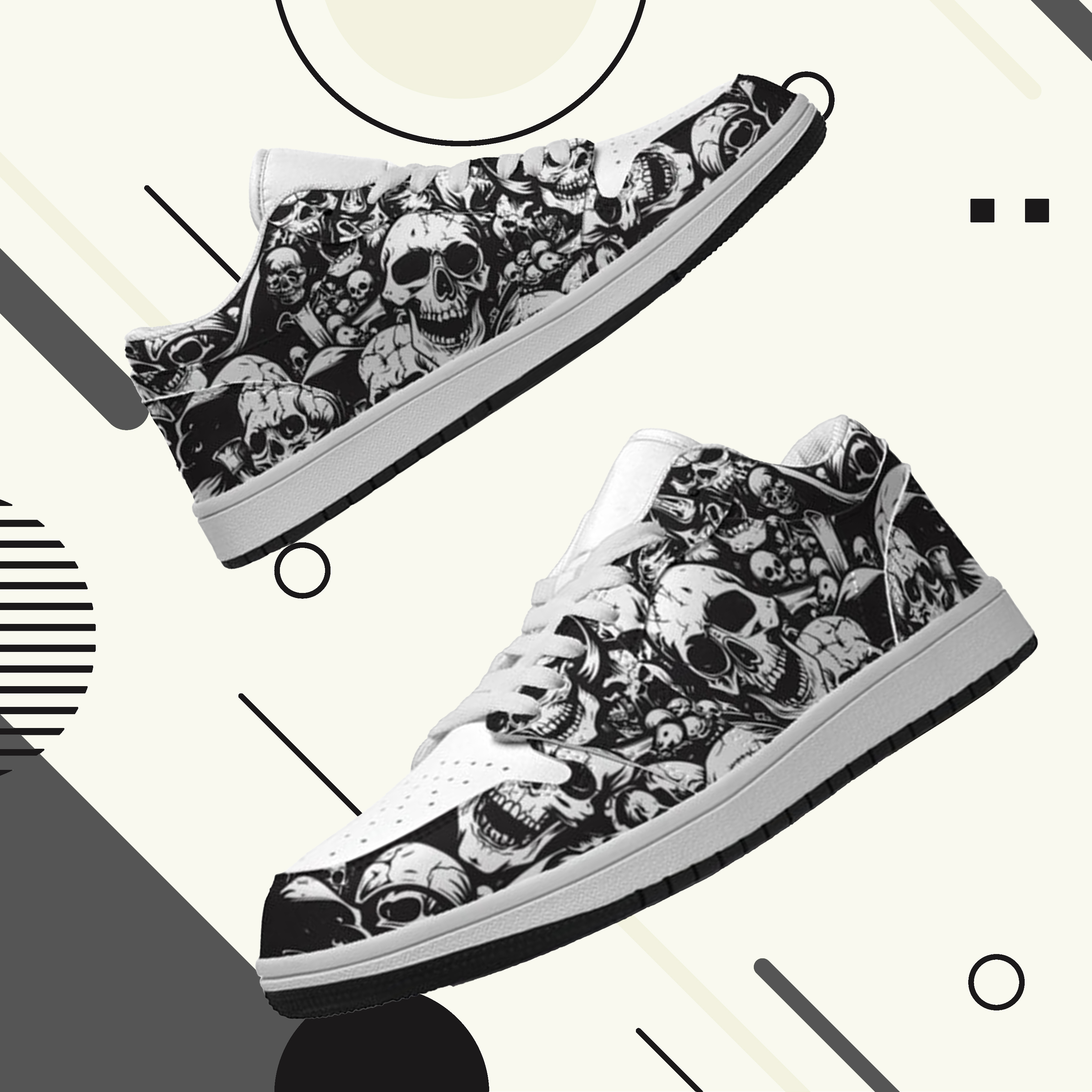 Jordan 1 Low-25-cy-skull-13, Jordan 1 Retro Low Sneakers, Personalized Gothic Shoes, Skull Design, Unisex Non Slip Walking Sneakers, Lightweight Breathable Running Shoes, Casual Sports Shoes, Unique Holidays Gifts