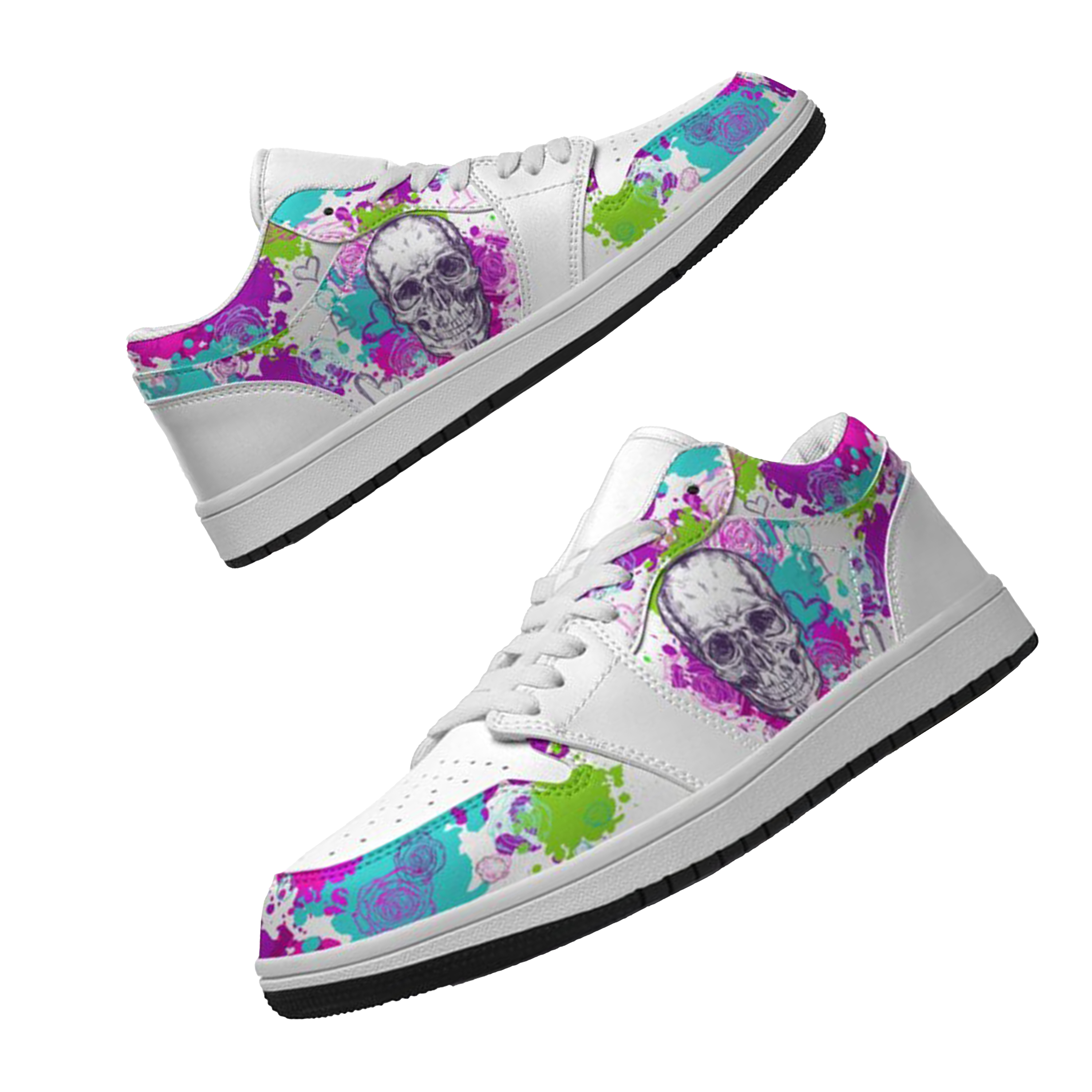 Jordan 1 Low-25-cy-skull-16, Jordan 1 Retro Low Sneakers, Personalized Gothic Shoes, Skull Design, Unisex Non Slip Walking Sneakers, Lightweight Breathable Running Shoes, Casual Sports Shoes, Unique Holidays Gifts