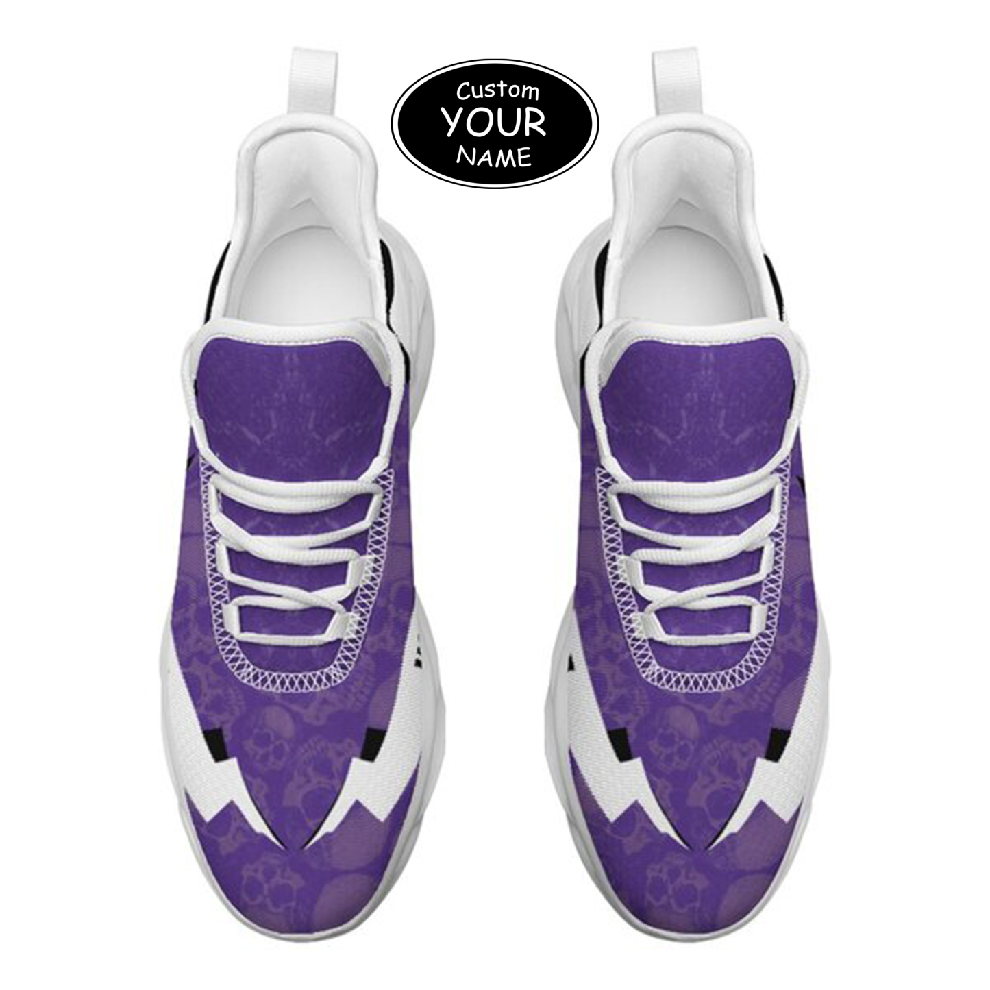 Max Sowl-25-cy-Evanston-21-6, Personalized Northwestern Wildcats Custom Max Sowl Shoes, Personalized Skull Sport Footwear, Custom Color-Blocked Running Shoes