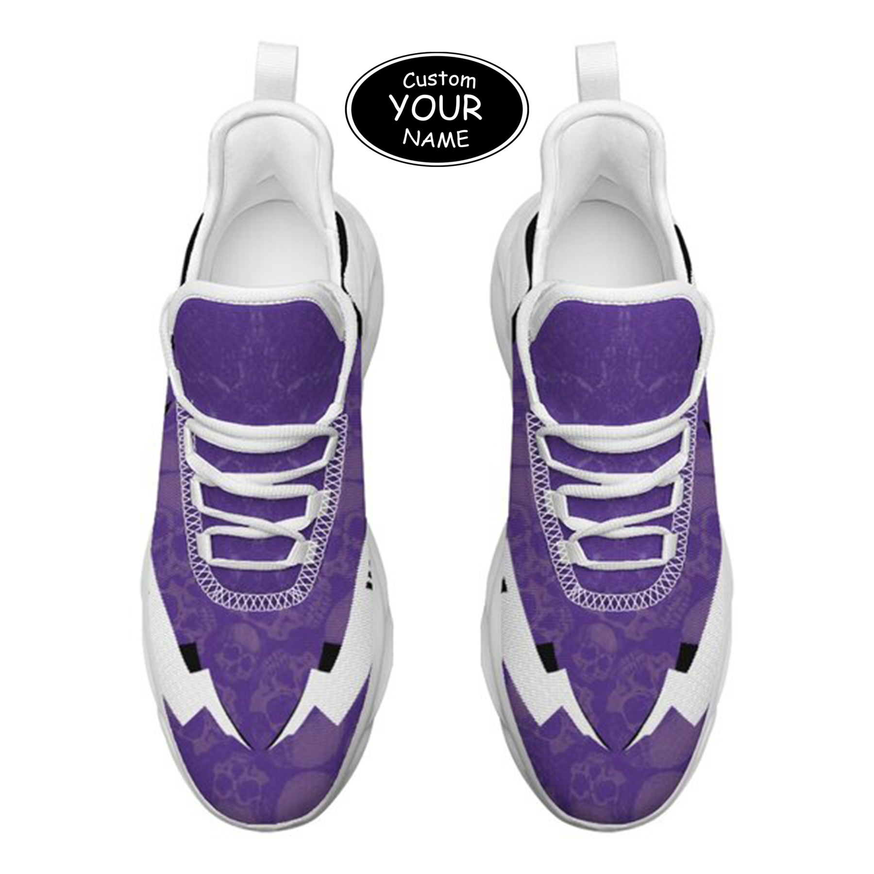 Max Sowl-25-cy-Evanston-21-6, Personalized Northwestern Wildcats Custom Max Sowl Shoes, Personalized Skull Sport Footwear, Custom Color-Blocked Running Shoes