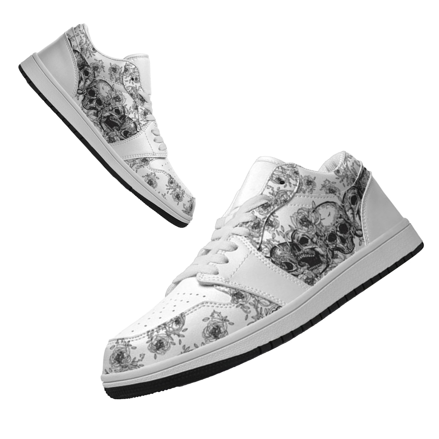 Jordan 1 Low-25-yy-skull-10, Jordan 1 Retro Low Sneakers, Personalized Gothic Shoes, Skull Design, Unisex Non Slip Walking Sneakers, Lightweight Breathable Running Shoes, Casual Sports Shoes, Unique Holidays Gifts