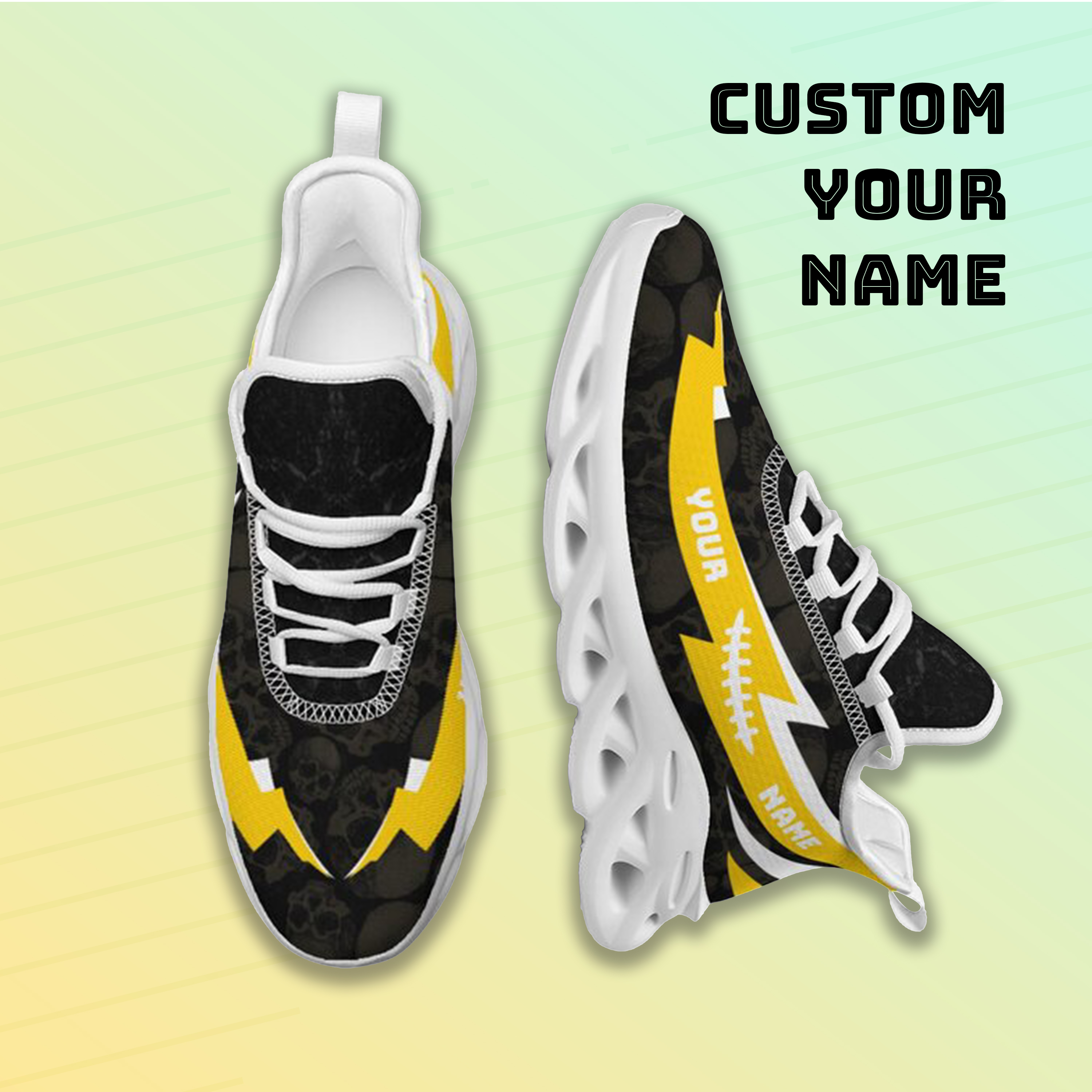 Max Sowl-25-cy-Iowa City-25-6, Personalized Iowa Hawkeyes Custom Max Sowl Shoes, Personalized Skull Sport Footwear, Custom Color-Blocked Running Shoes