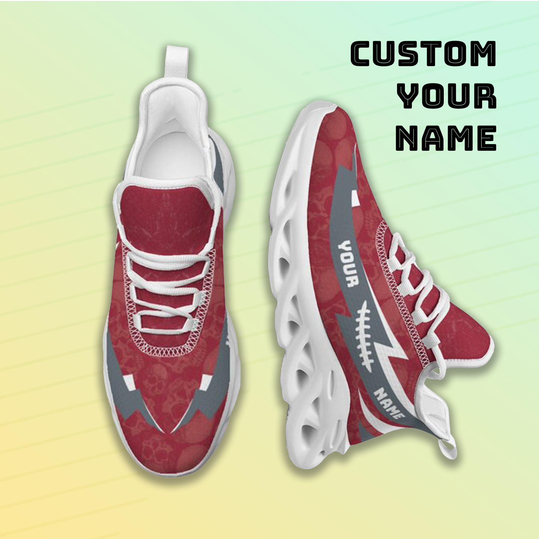 Personalized Washington State Cougars Custom Max Sowl Shoes, Personalized Skull Sport Footwear, Custom Color-Blocked Running Shoes