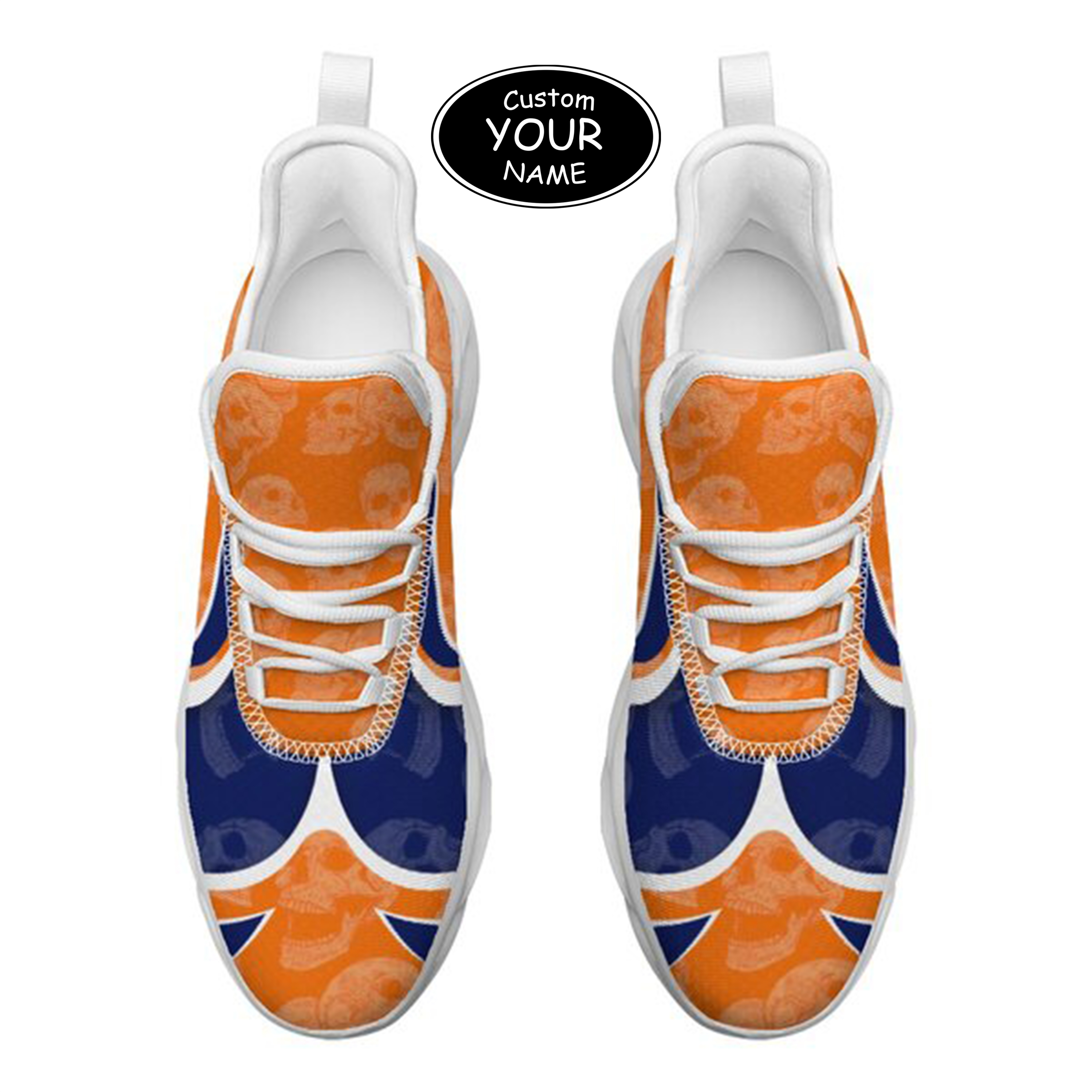 Max Sowl-25-cy-Syracuse-15-5, Personalized Syracuse Orange Custom Max Sowl Shoes, Personalized Skull Sport Footwear, Custom Color-Blocked Running Shoes