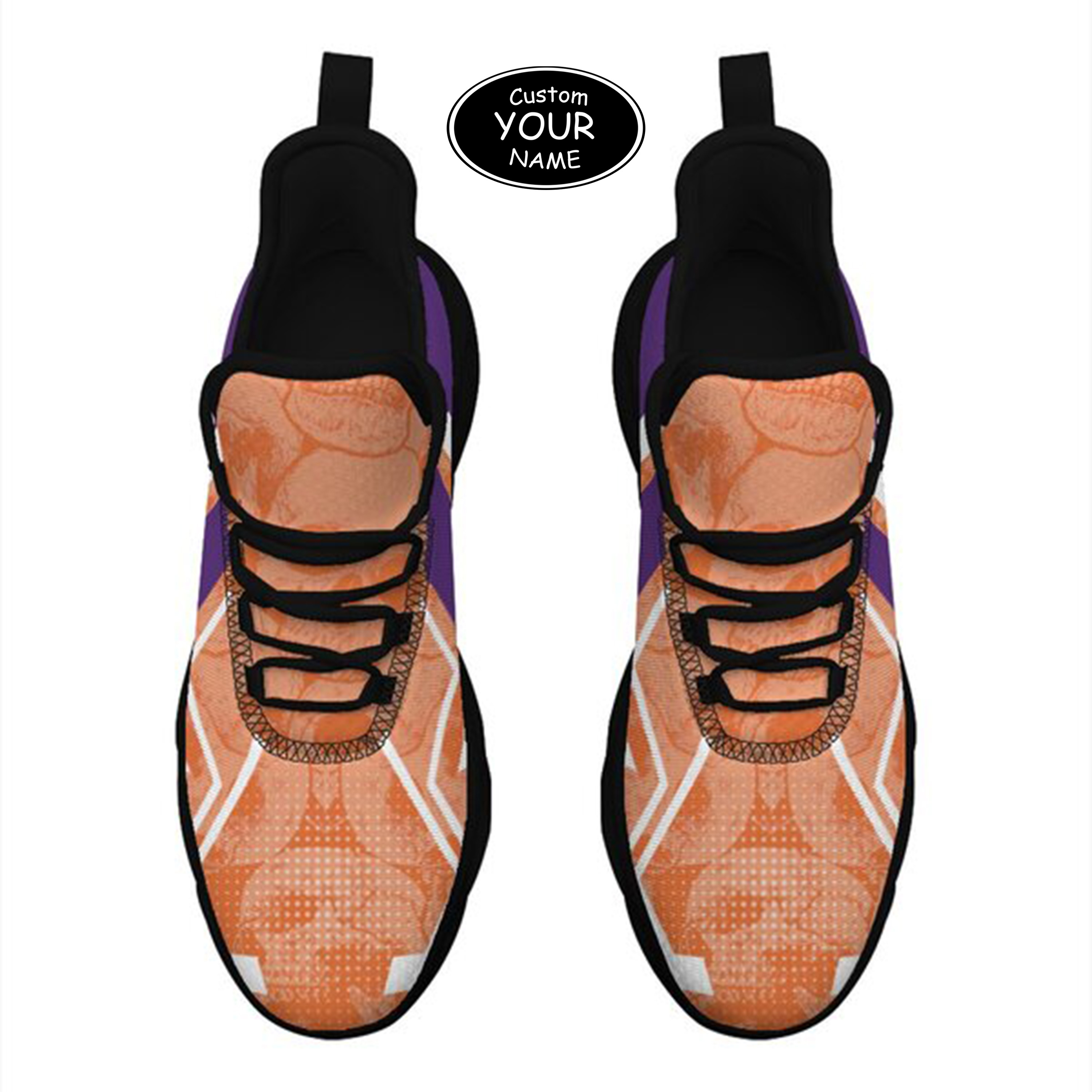 Max Sowl-25-yy-Clemson-1-5, Personalized Clemson Tigers Custom Max Sowl Shoes, Personalized Skull Sport Footwear, Custom Color-Blocked Running Shoes