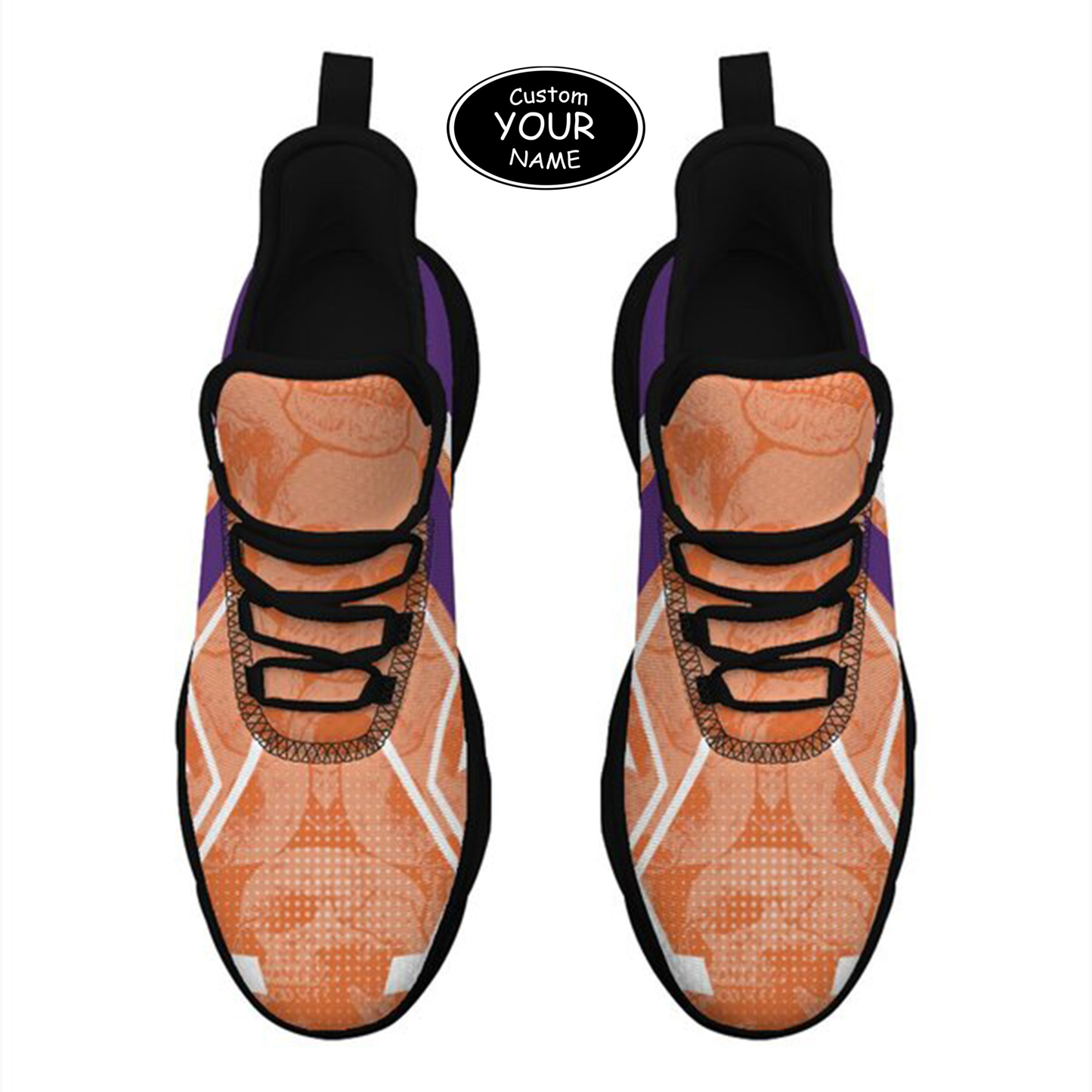 Max Sowl-25-yy-Clemson-1-5, Personalized Clemson Tigers Custom Max Sowl Shoes, Personalized Skull Sport Footwear, Custom Color-Blocked Running Shoes