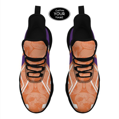 Max Sowl-25-yy-Clemson-1-5, Personalized Clemson Tigers Custom Max Sowl Shoes, Personalized Skull Sport Footwear, Custom Color-Blocked Running Shoes