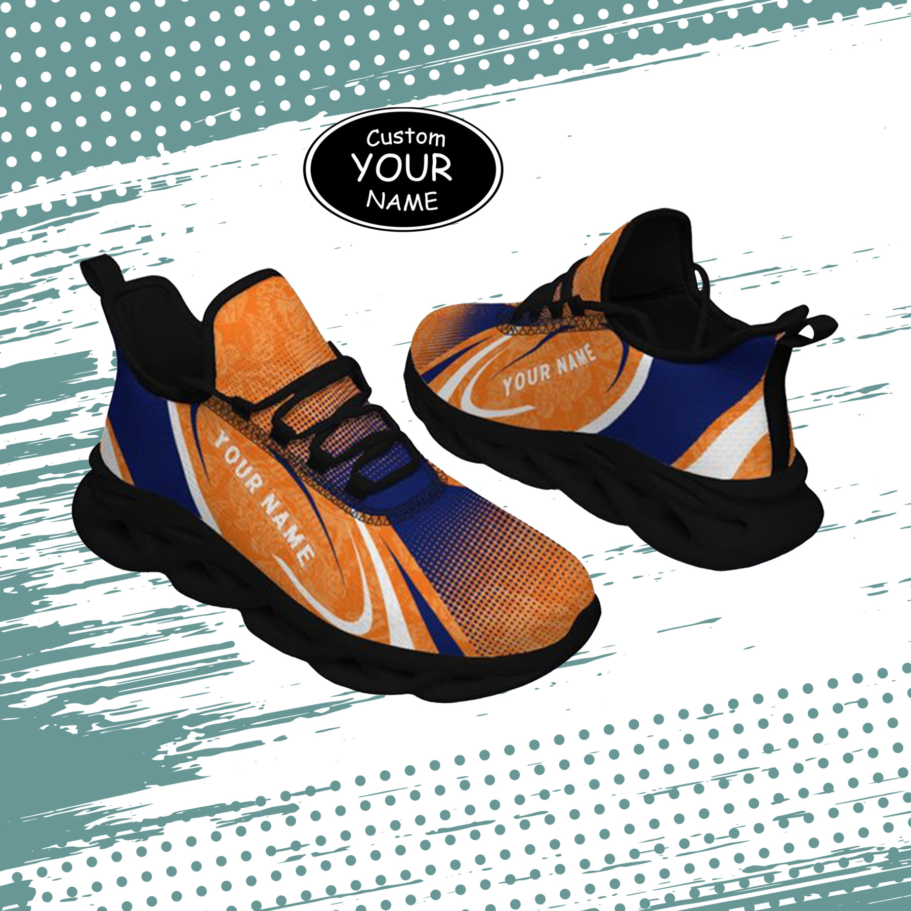 Max Sowl-25-yy-Syracuse-15-6, Personalized Syracuse Orange Custom Max Sowl Shoes, Personalized Skull Sport Footwear, Custom Color-Blocked Running Shoes