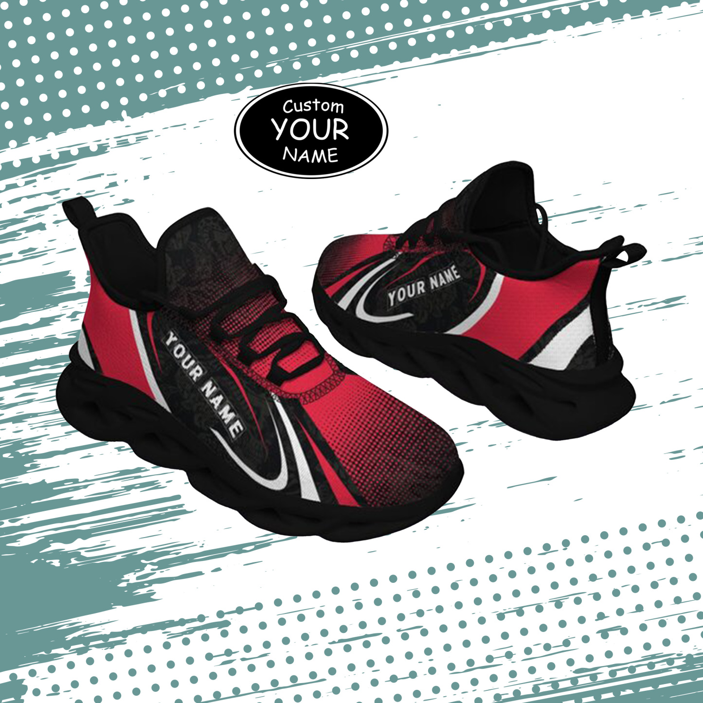 Max Sowl-25-yy-Cincinnati-24-6, Personalized Cincinnati Bearcats Custom Max Sowl Shoes, Personalized Skull Sport Footwear, Custom Color-Blocked Running Shoes