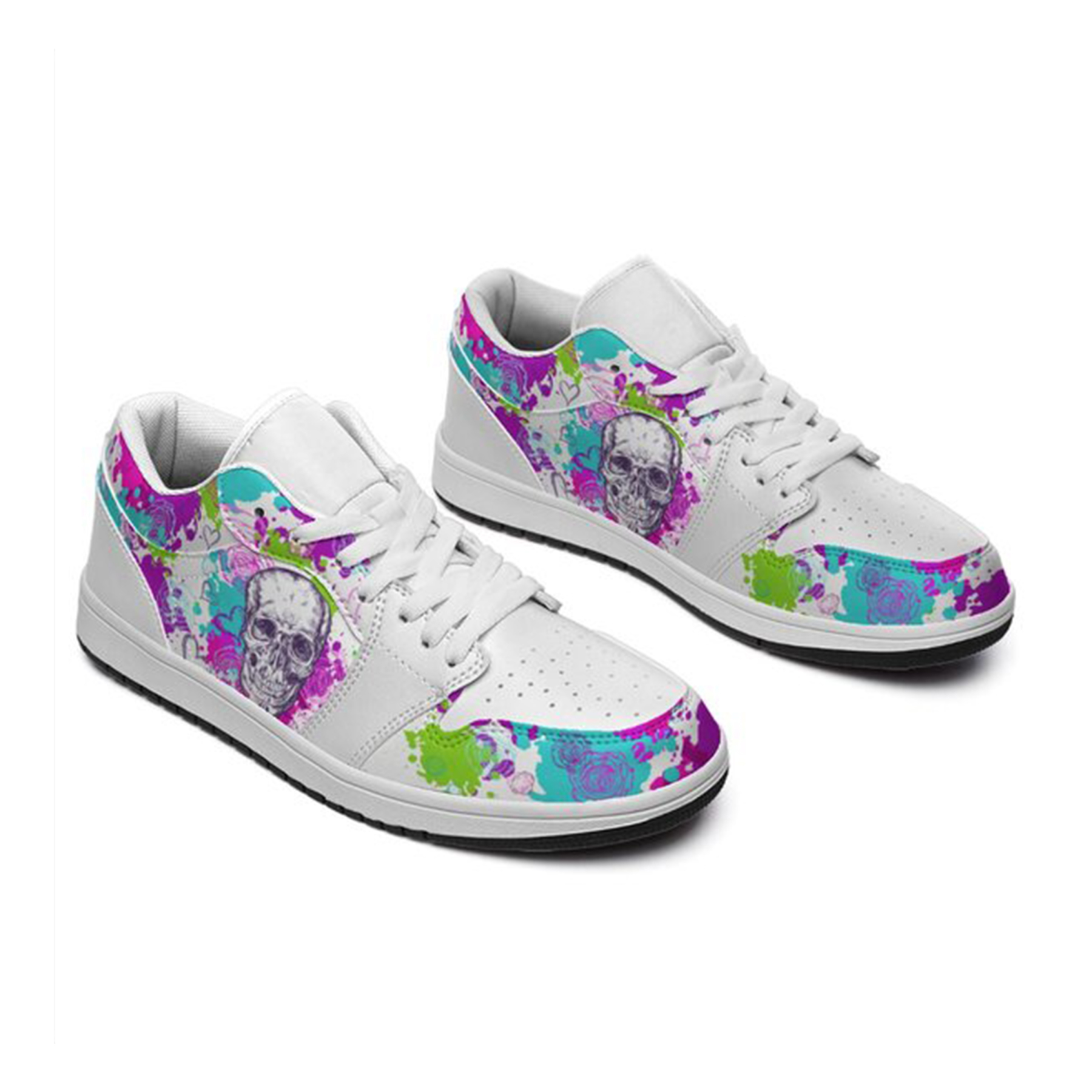 Jordan 1 Low-25-cy-skull-16, Jordan 1 Retro Low Sneakers, Personalized Gothic Shoes, Skull Design, Unisex Non Slip Walking Sneakers, Lightweight Breathable Running Shoes, Casual Sports Shoes, Unique Holidays Gifts