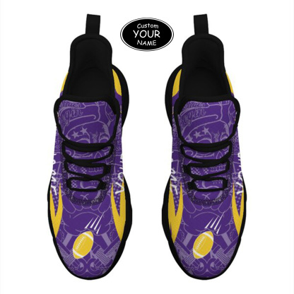 Max Sowl-25-yy-Baton Rouge-6-4, Personalized LSU Tigers Custom Max Sowl Shoes, Personalized Sport Footwear, Custom Color-Blocked Running Shoes