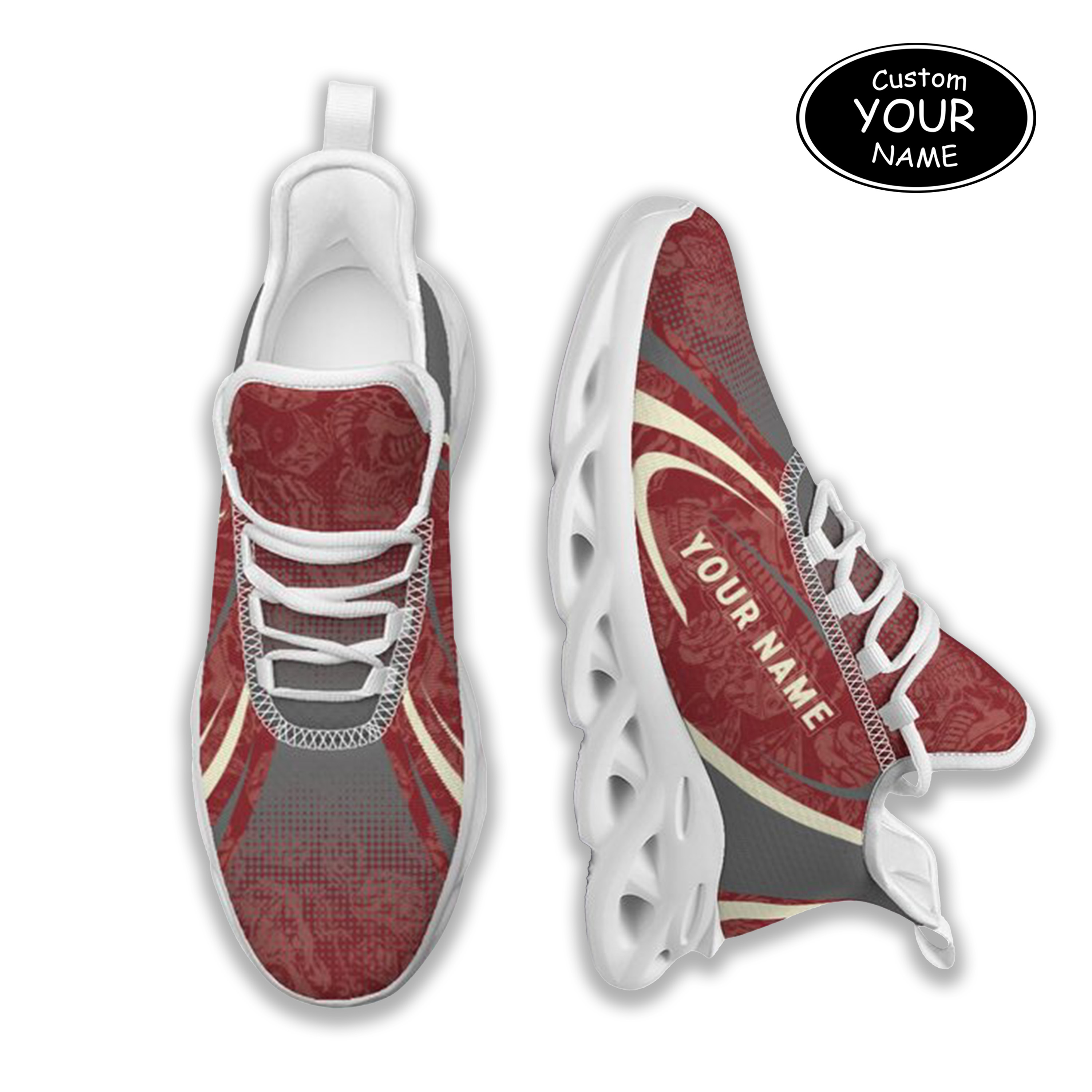 Max Sowl-25-yy-Norman-4-6, Personalized Oklahoma Sooners Custom Max Sowl Shoes, Personalized Skull Sport Footwear, Custom Color-Blocked Running Shoes